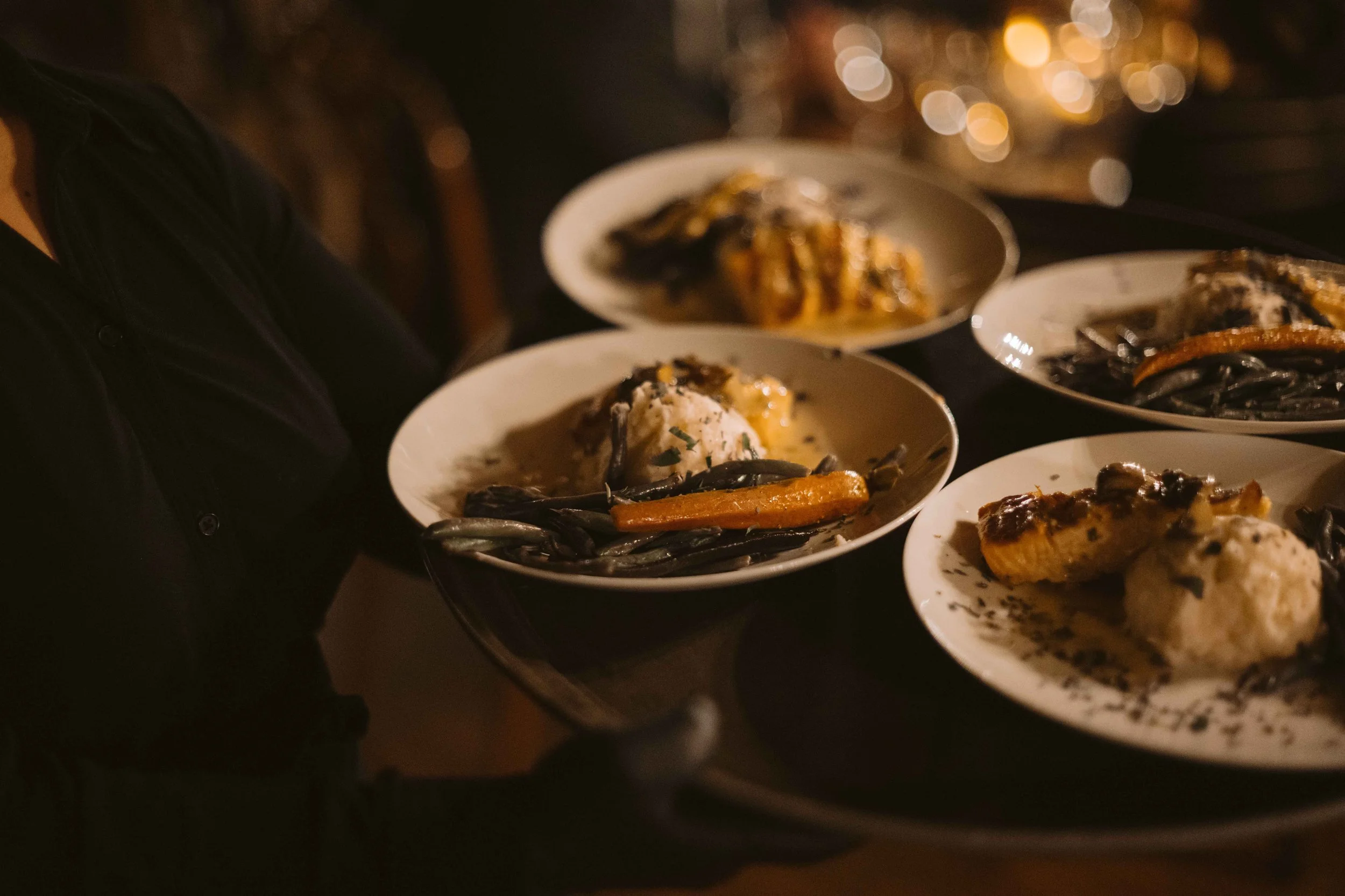 salvage one chicago wedding reception entree shot of chicken and veggies