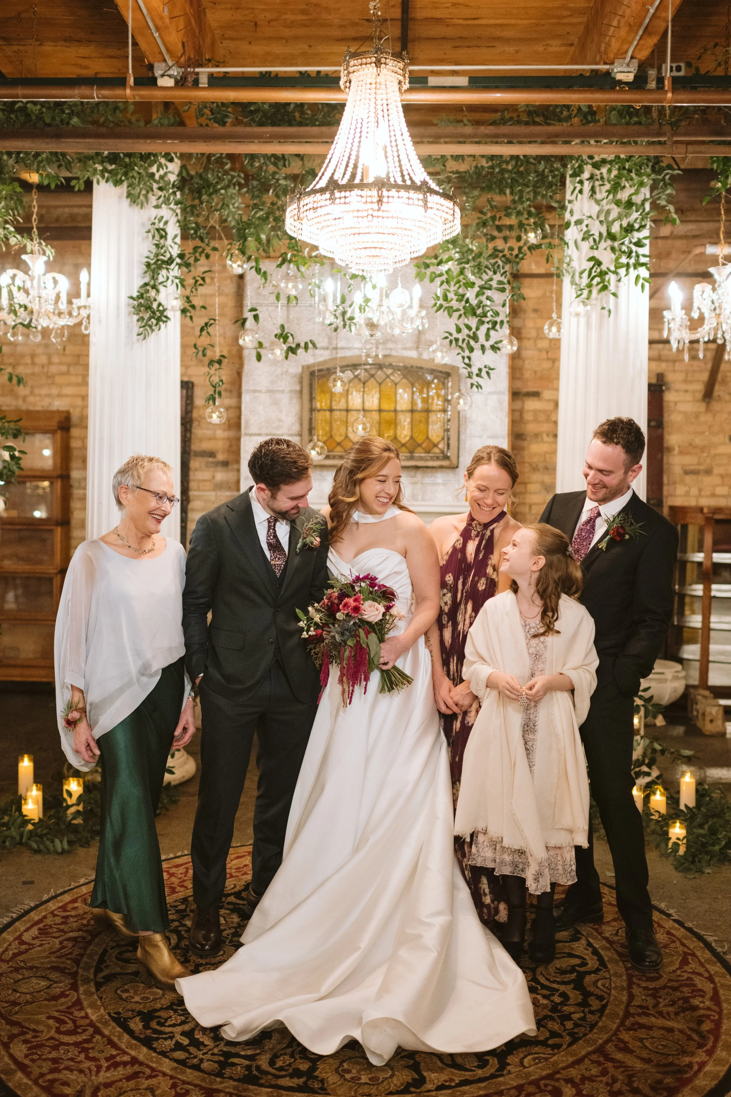 Candid photo during family photos at Salvage One in Chicago IL