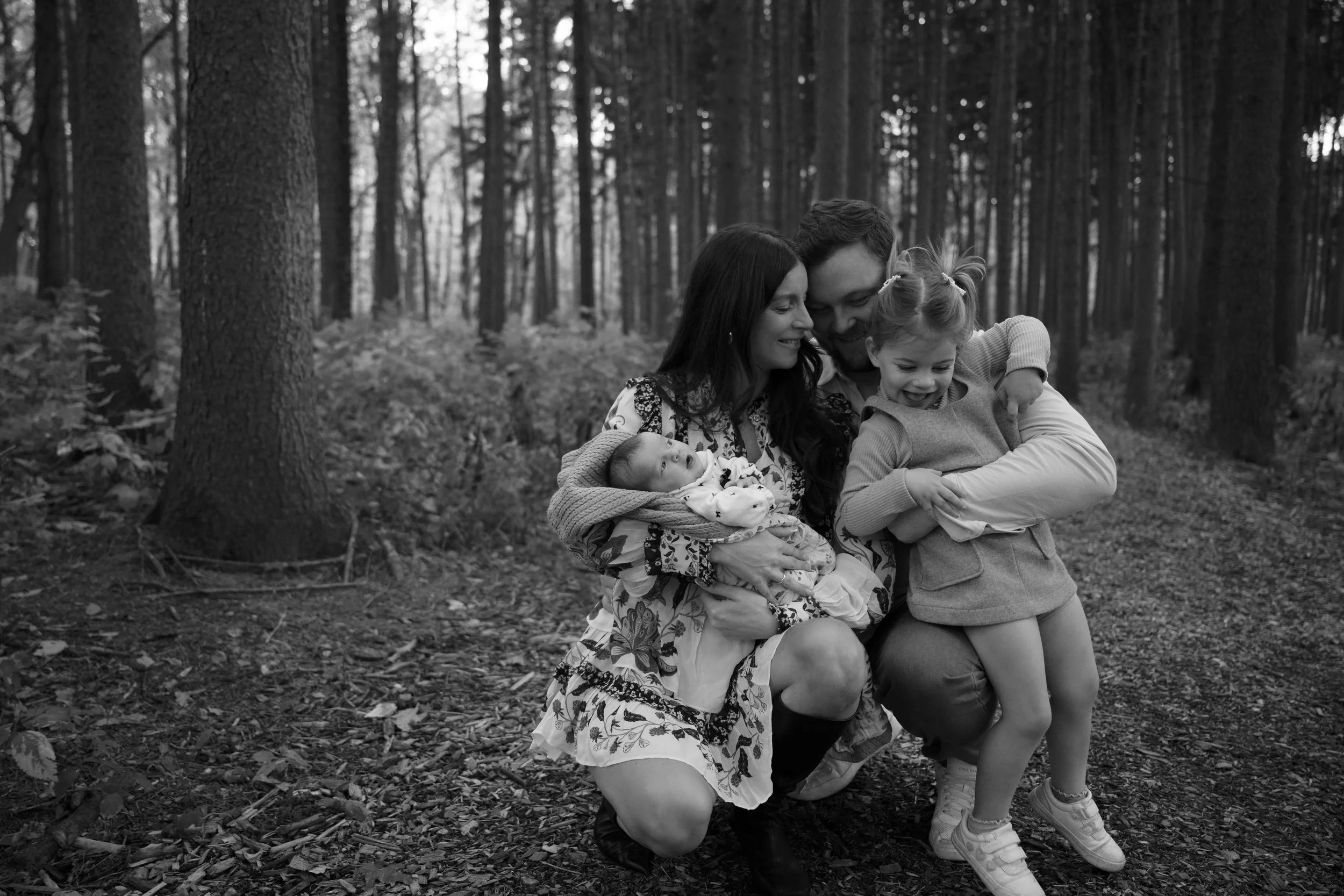 black and white big family cuddle at Morton Arboretum Lisle IL 