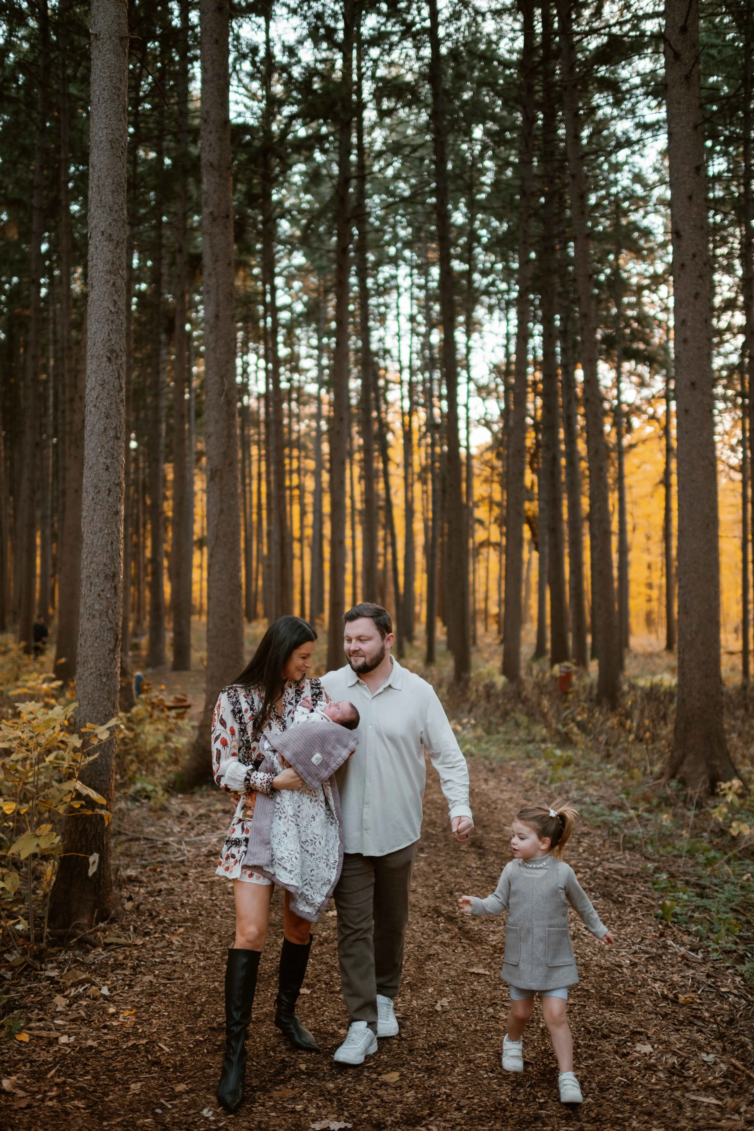 family walk at Morton Arboretum Lisle IL 
