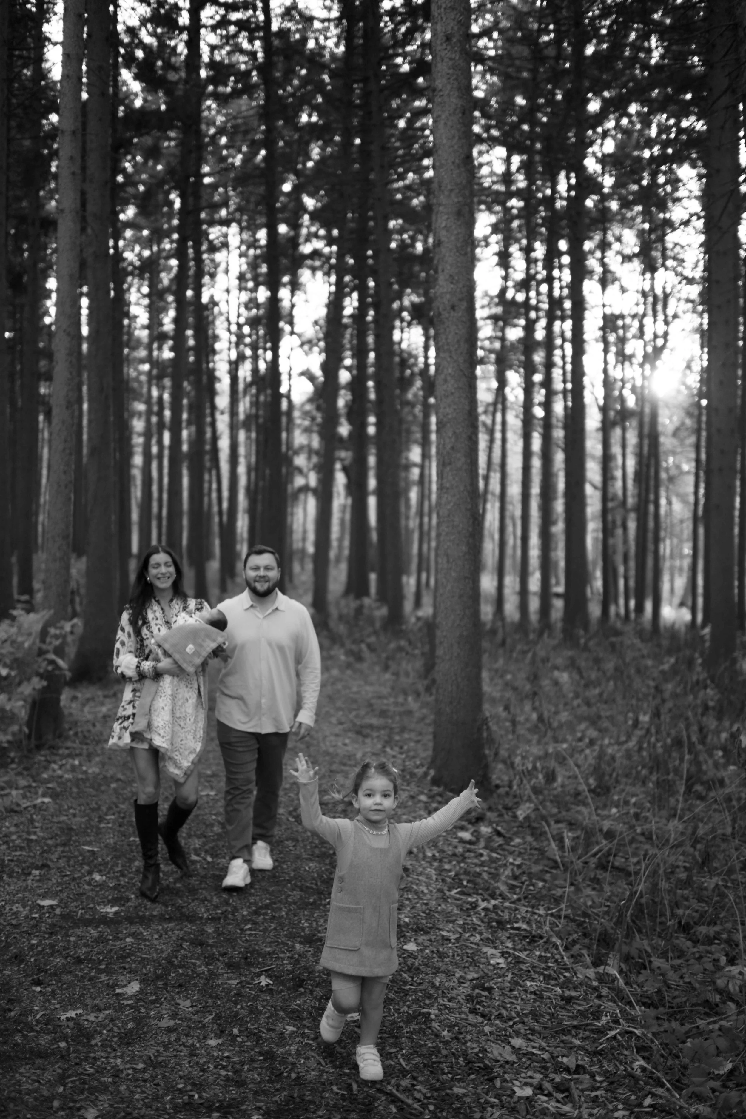 daughter running ahead at Morton Arboretum Lisle IL 