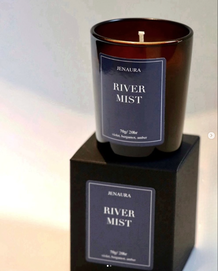 river mist luxury scented candle with packaging small