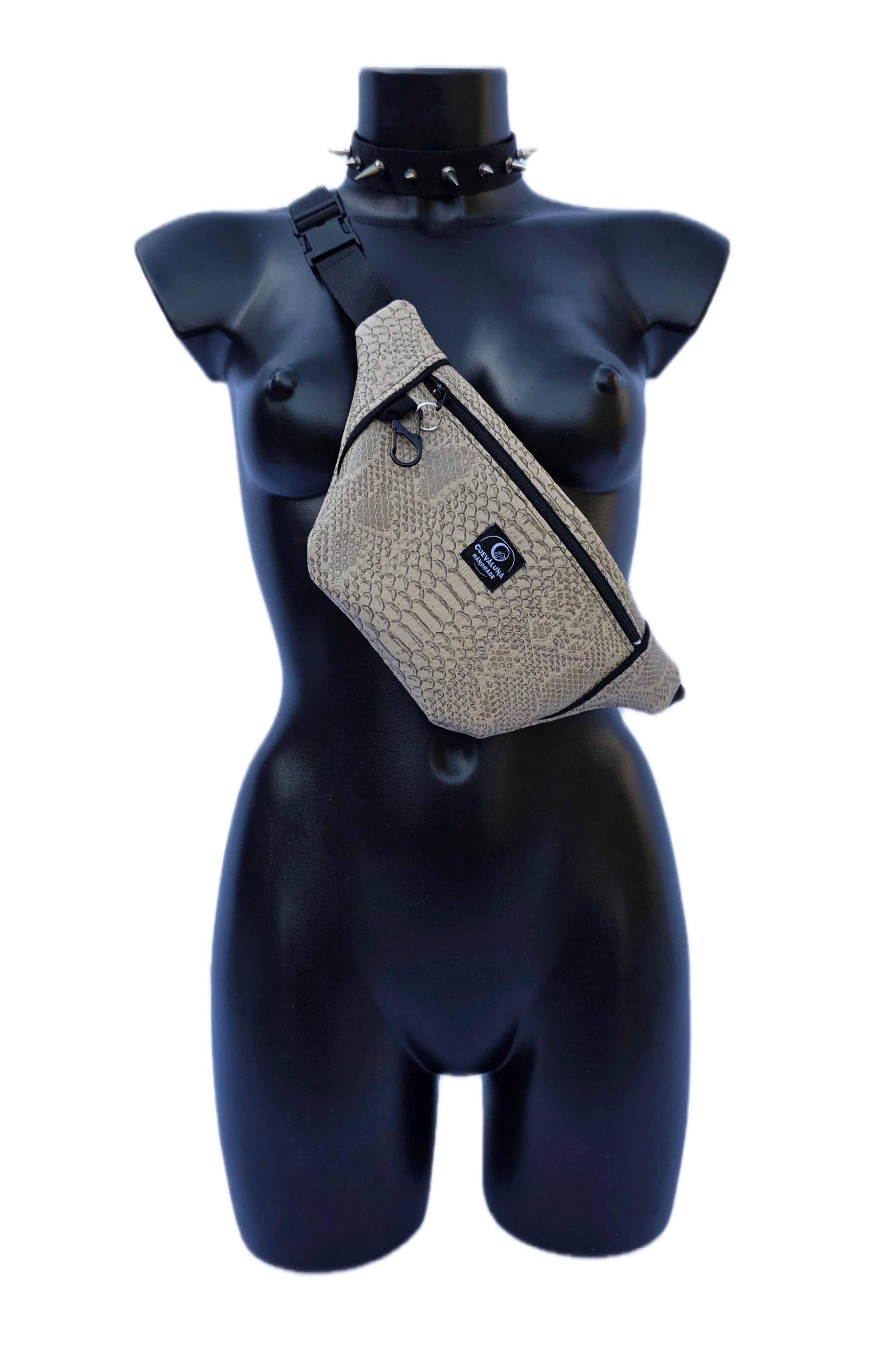 Riñonera beige snake