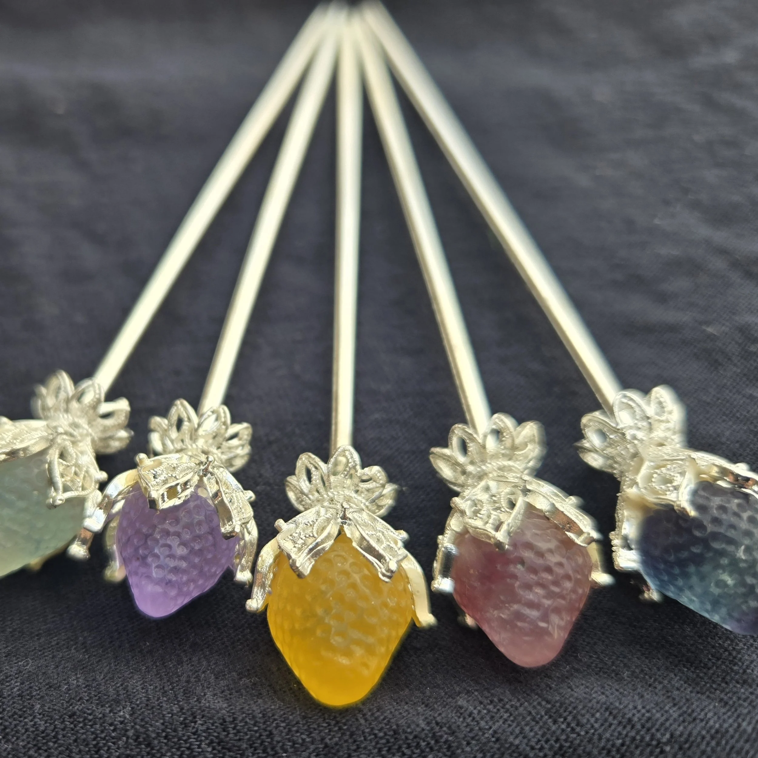 Flourite Strawberry Hairsticks