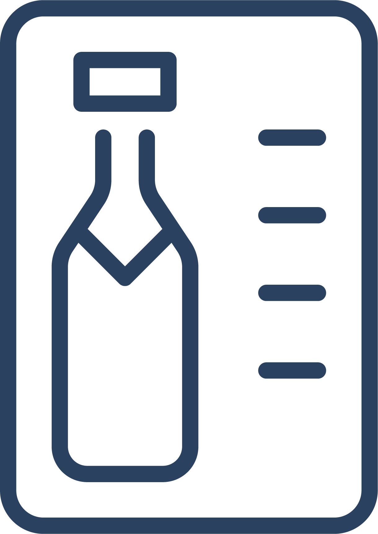 Icon of a drill on a black background with a three-line menu and a horizontal line.