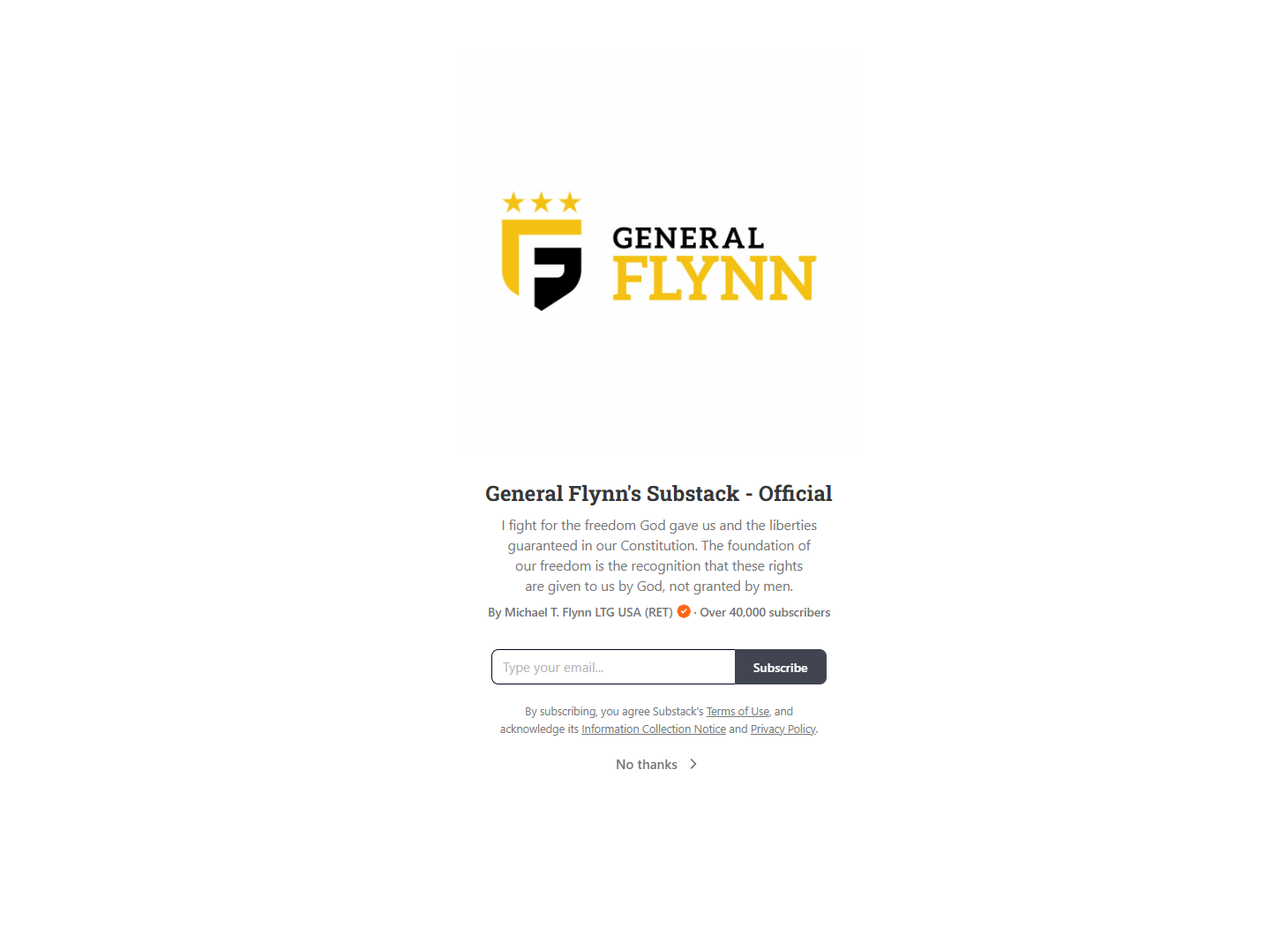 General Flynn’s Substack