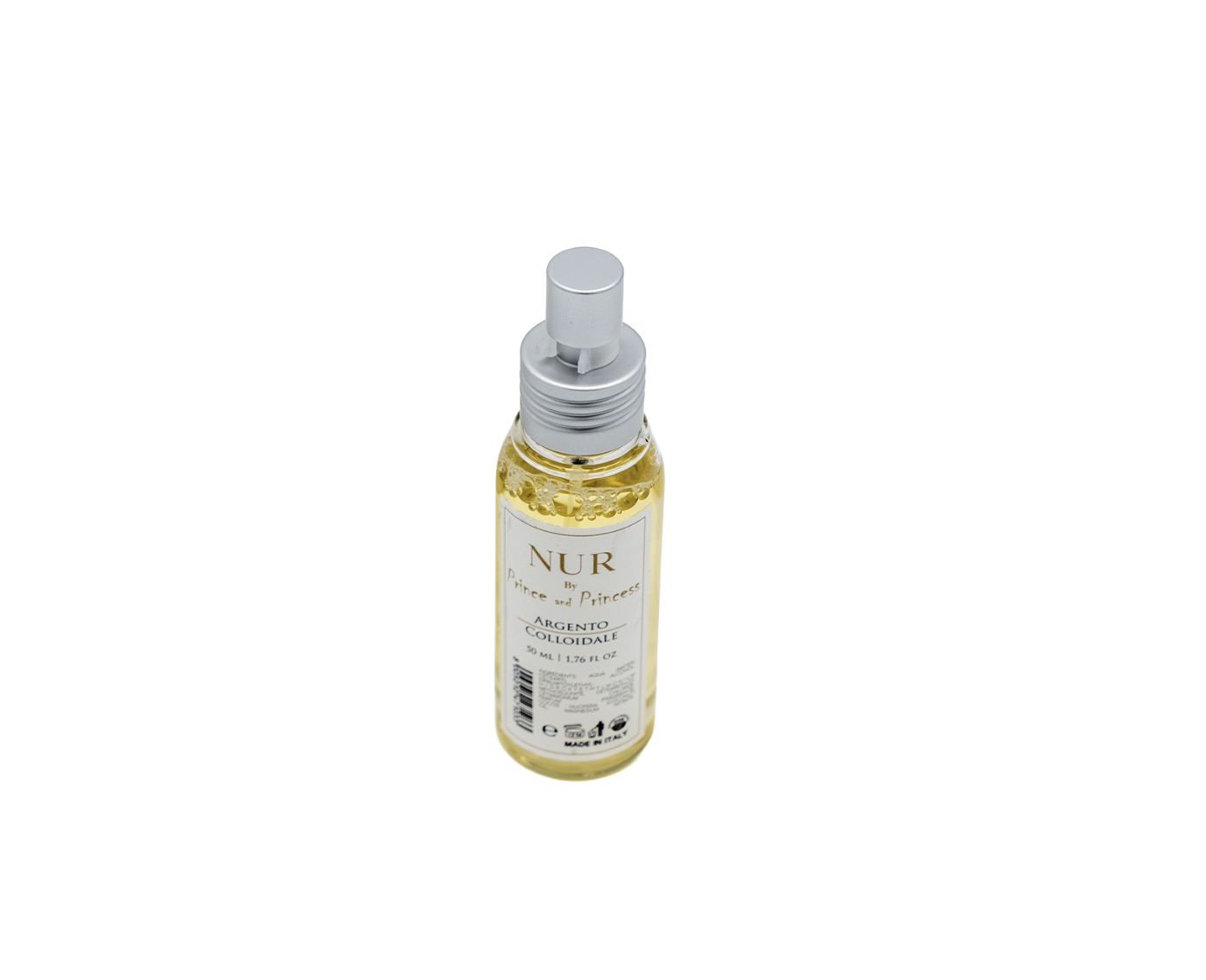 Bottiglia spray con liquido d'argento.