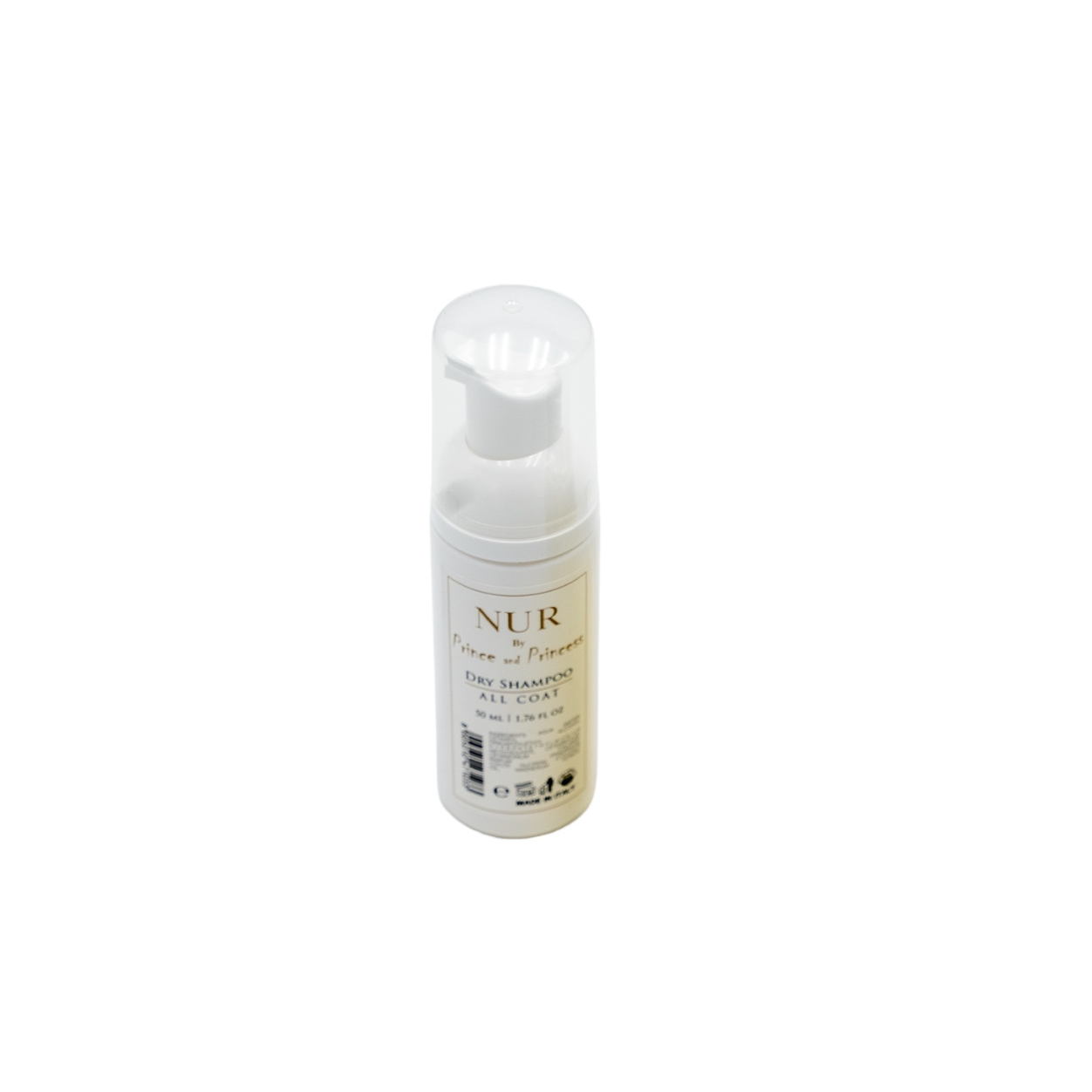 Bottiglia di shampoo secco NUR del marchio Prince and Princess, 150 ml.