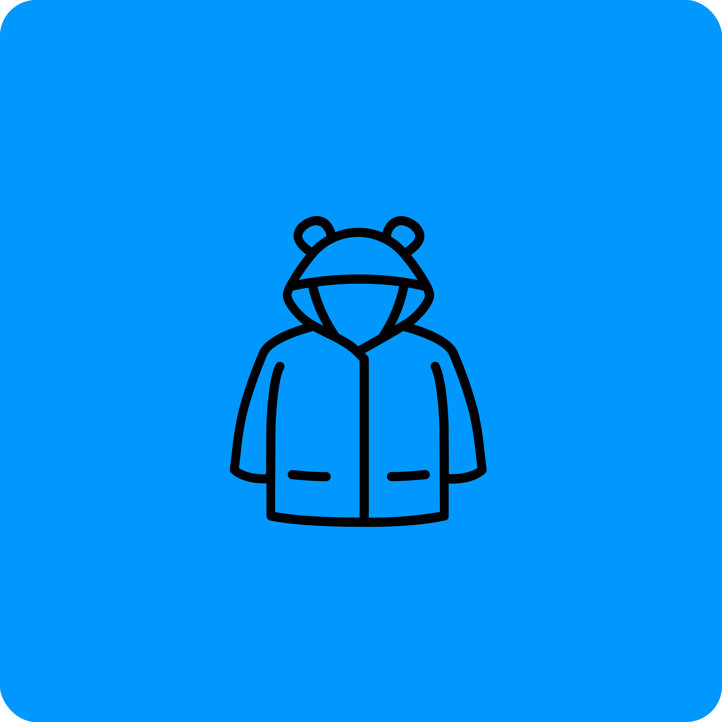 Illustration of a children's coat on a blue background.