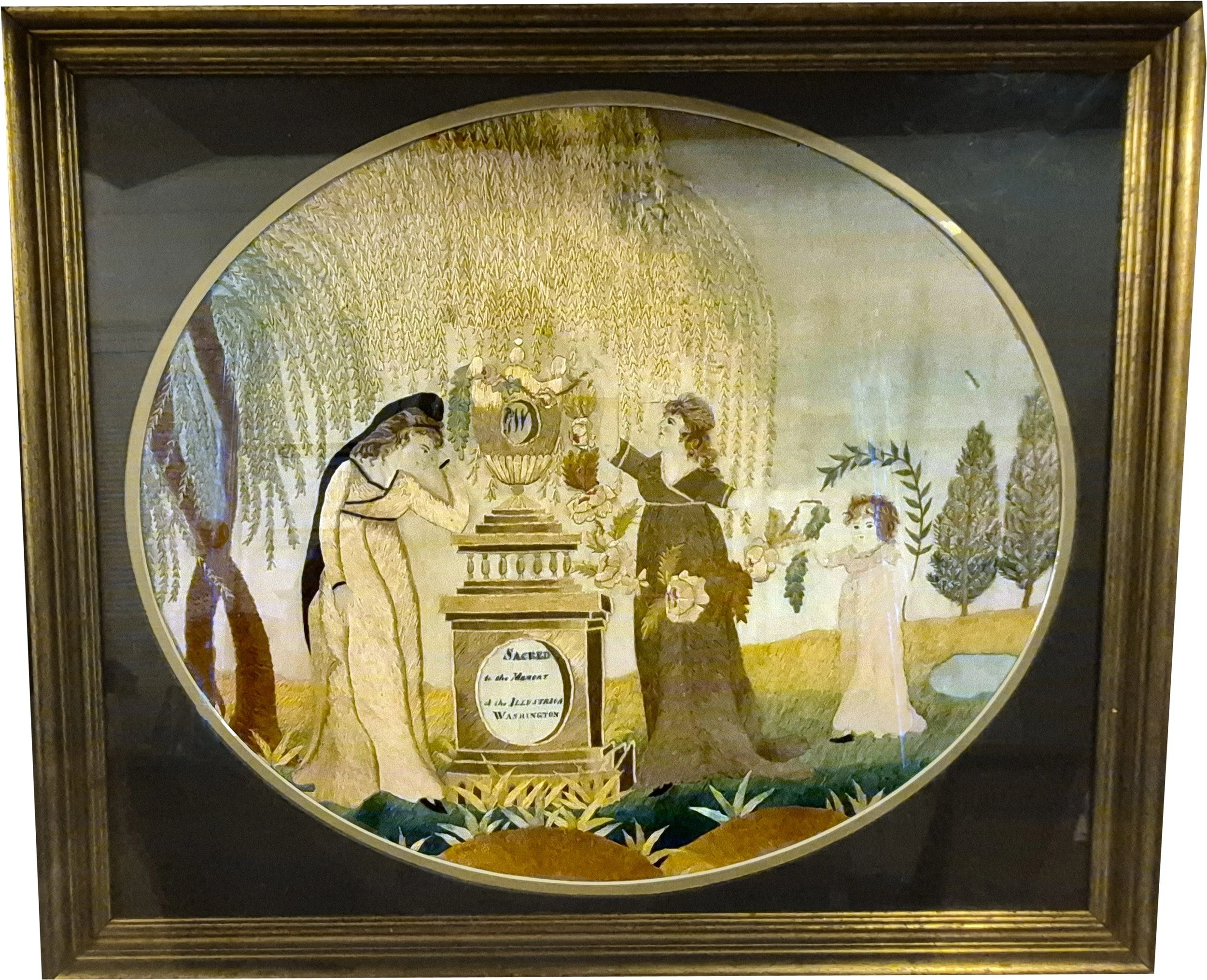  Mourning Sampler, 1807, silk and chenille on silk  

This example was likely stitched by a student at the school run by Folwell’s wife, Elizabeth Folwell, and includes painted features—such as the heads and hands—by Samuel himself.

This is one of f