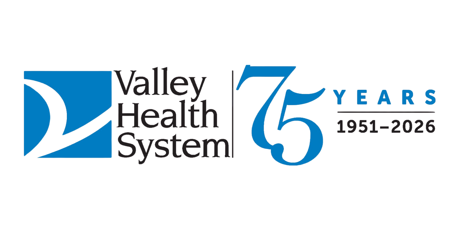 Valley Health System 75th anniversary logo, 1951–2026