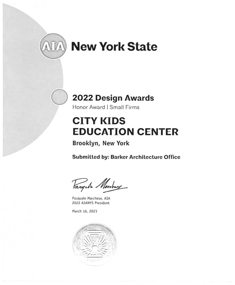 AIA NY 2022 Design Awards / City Kids Education Center