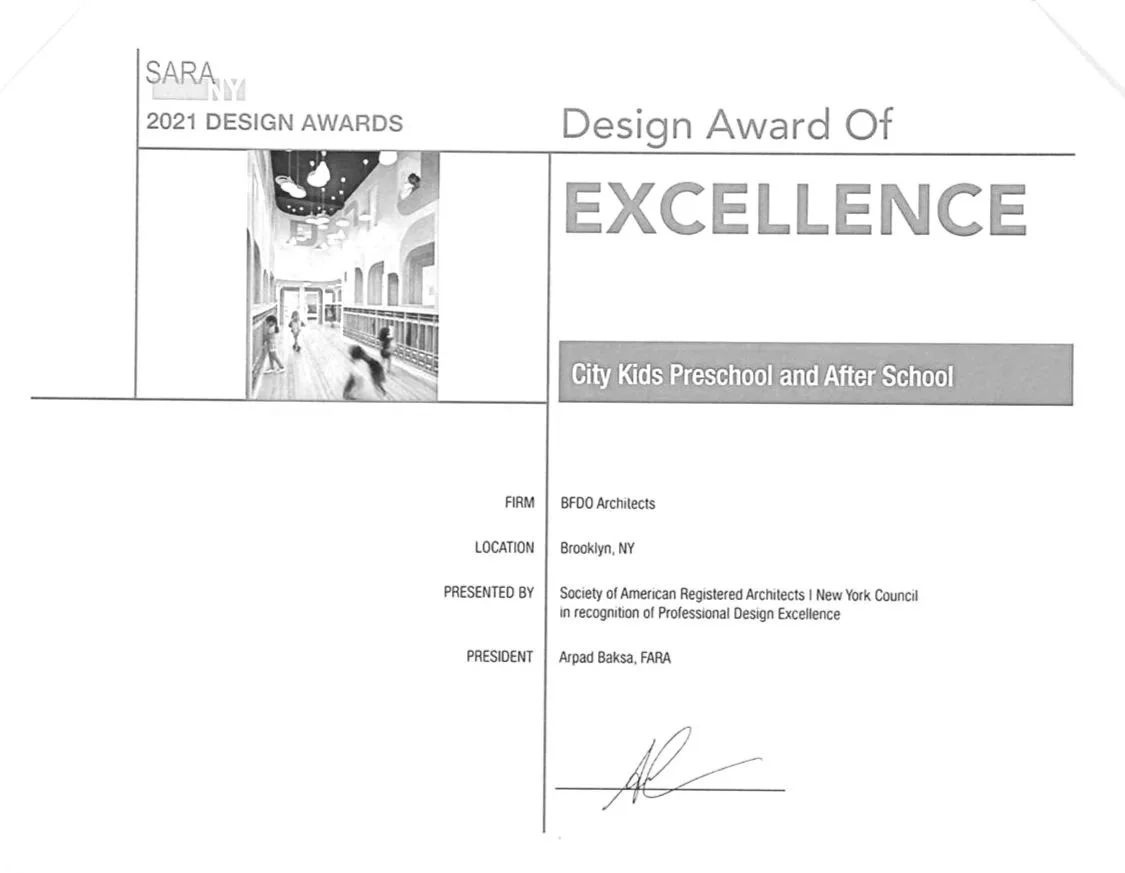 SARA NY 2021 Design Awards / Design Award of Excellence / City Kids Preschool and After School