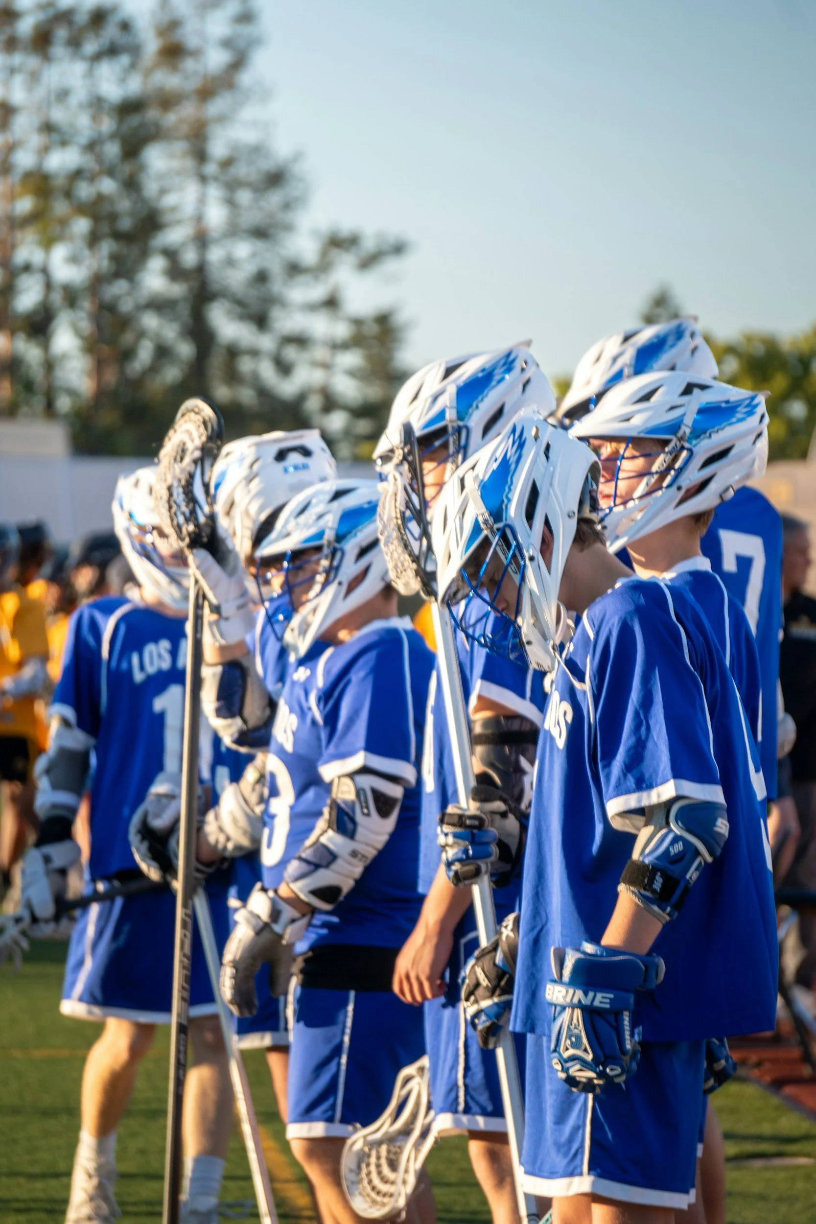Athletes training together during group sports camp