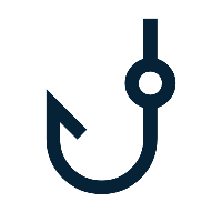 A fishing hook and line icon