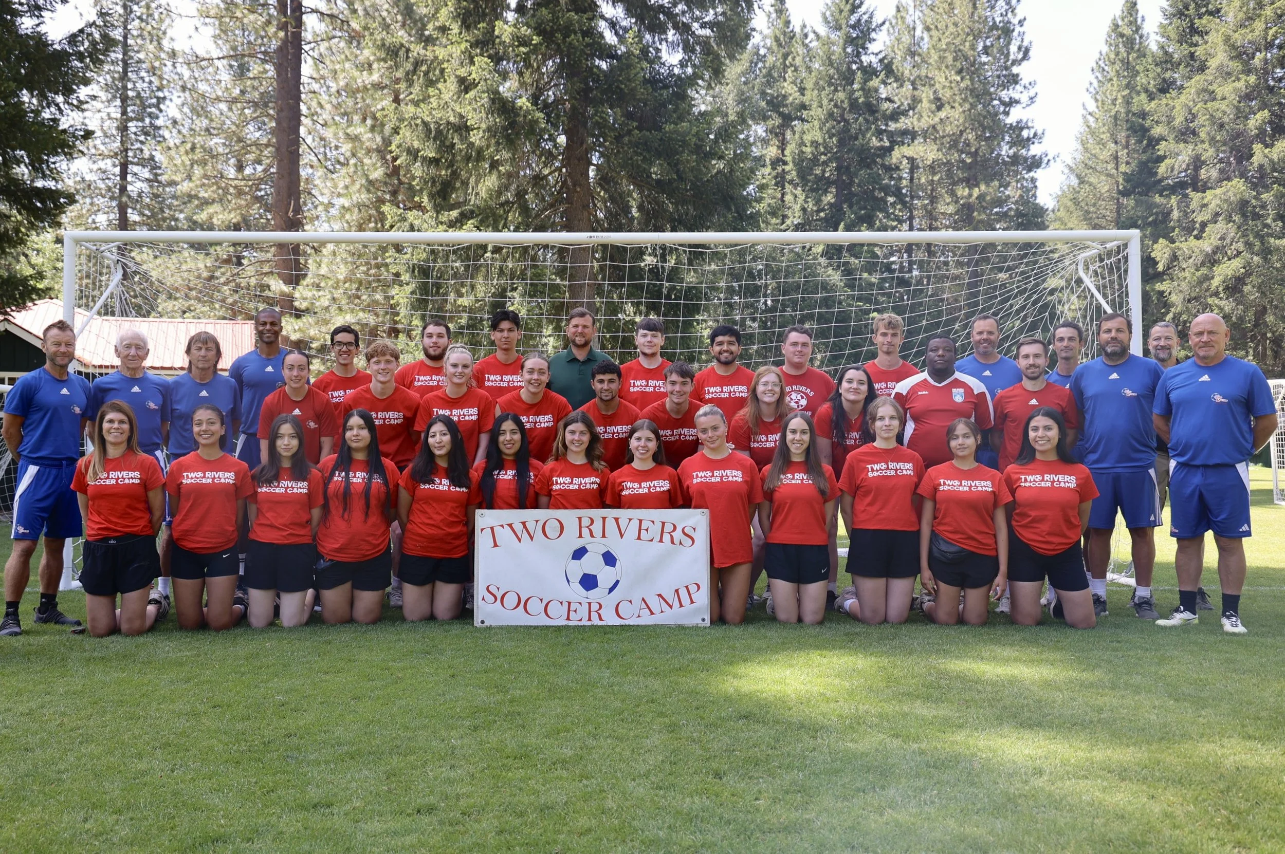 Full team photo of Two Rivers Soccer Camp staff and coaches