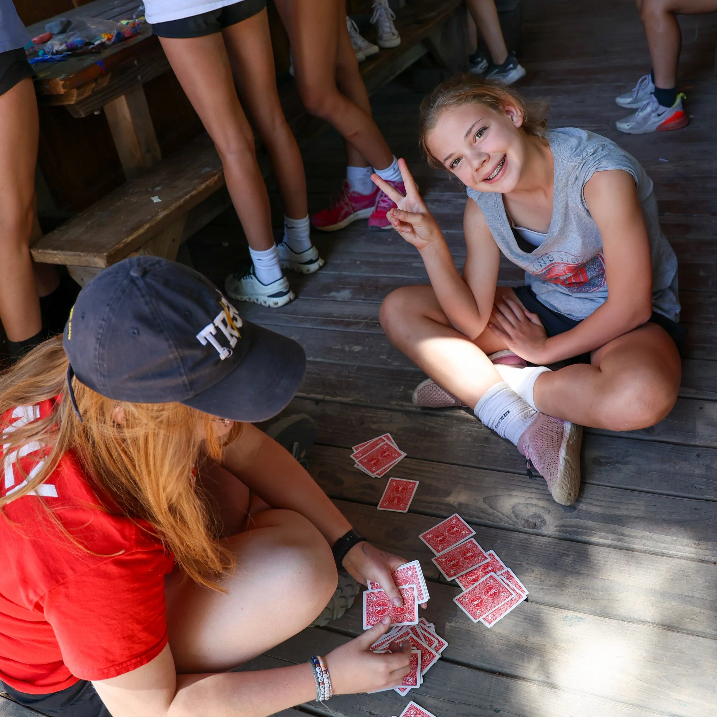 Campers relaxing and connecting during summer at Two Rivers Soccer Camp in California