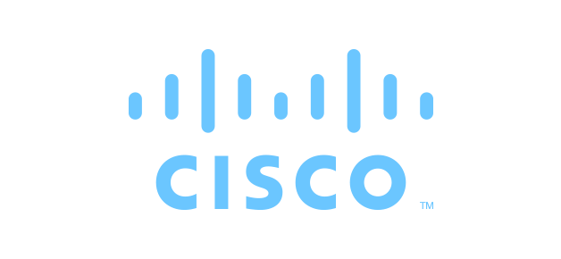 Cisco logo with stylized blue sound waves above the company name