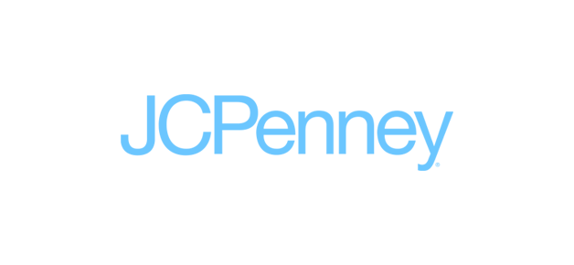 JCPenney logo with black background and blue text.