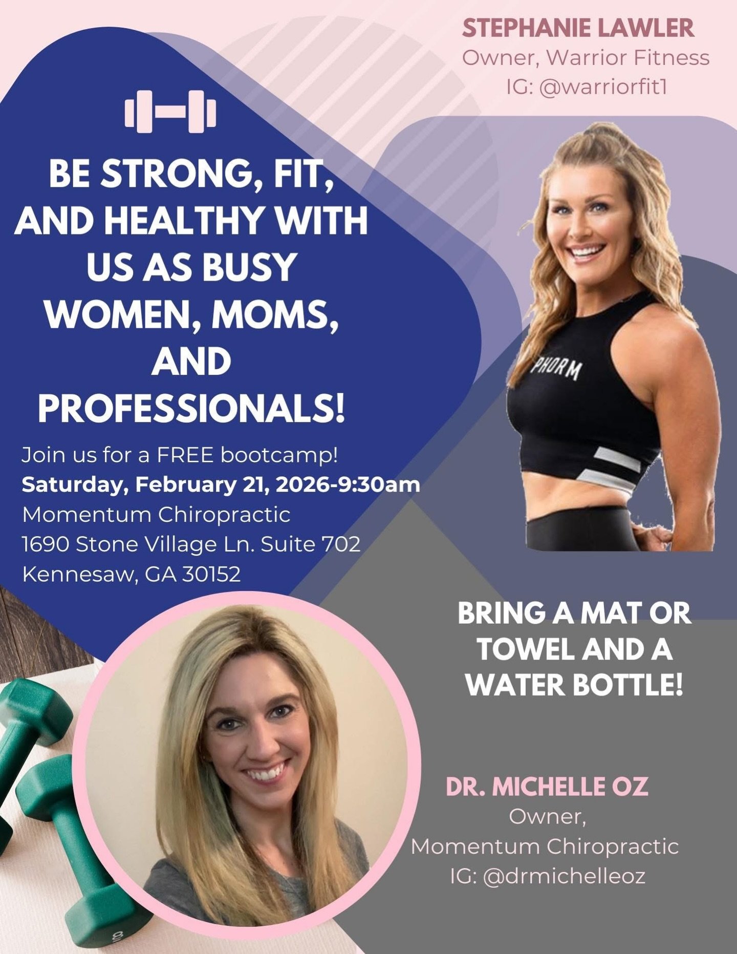 Join us THIS COMING SATURDAY! We&rsquo;re getting outside and working on our fitness :)
 
 
A FREE bootcamp! Come join us and bring a friend. 9:30 this Saturday in the office parking lot :) 
 
 
#kennesaw #acworth #momswhotrain #fitnessroutine