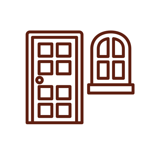 Icon of a stylish door and arched window, highlighting Belle Windows & Doors’ custom installation services for premium entryways and replacement windows.