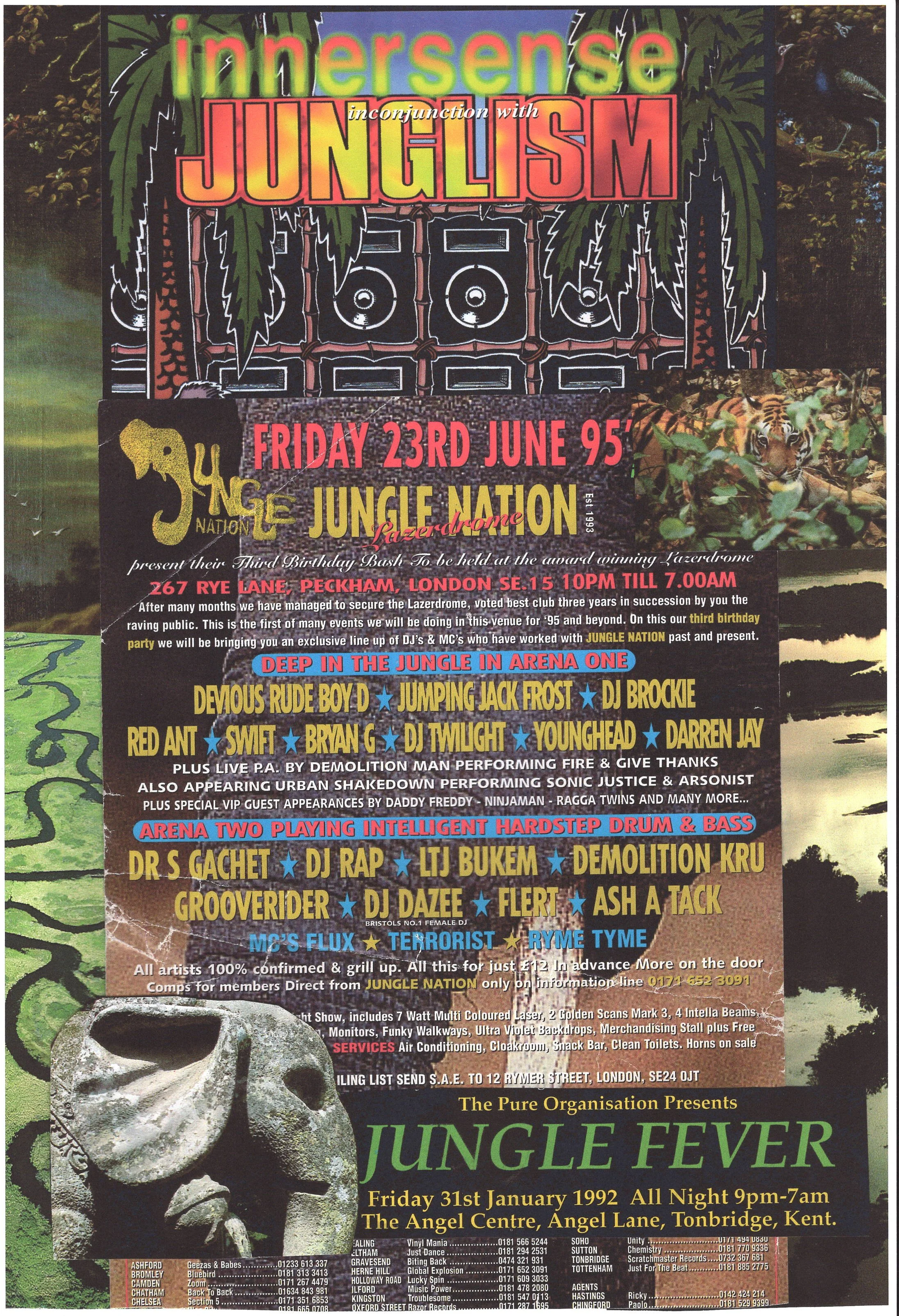 Jungle Rave #2 ... Original rave poster collage artwork, paper reprint ...
