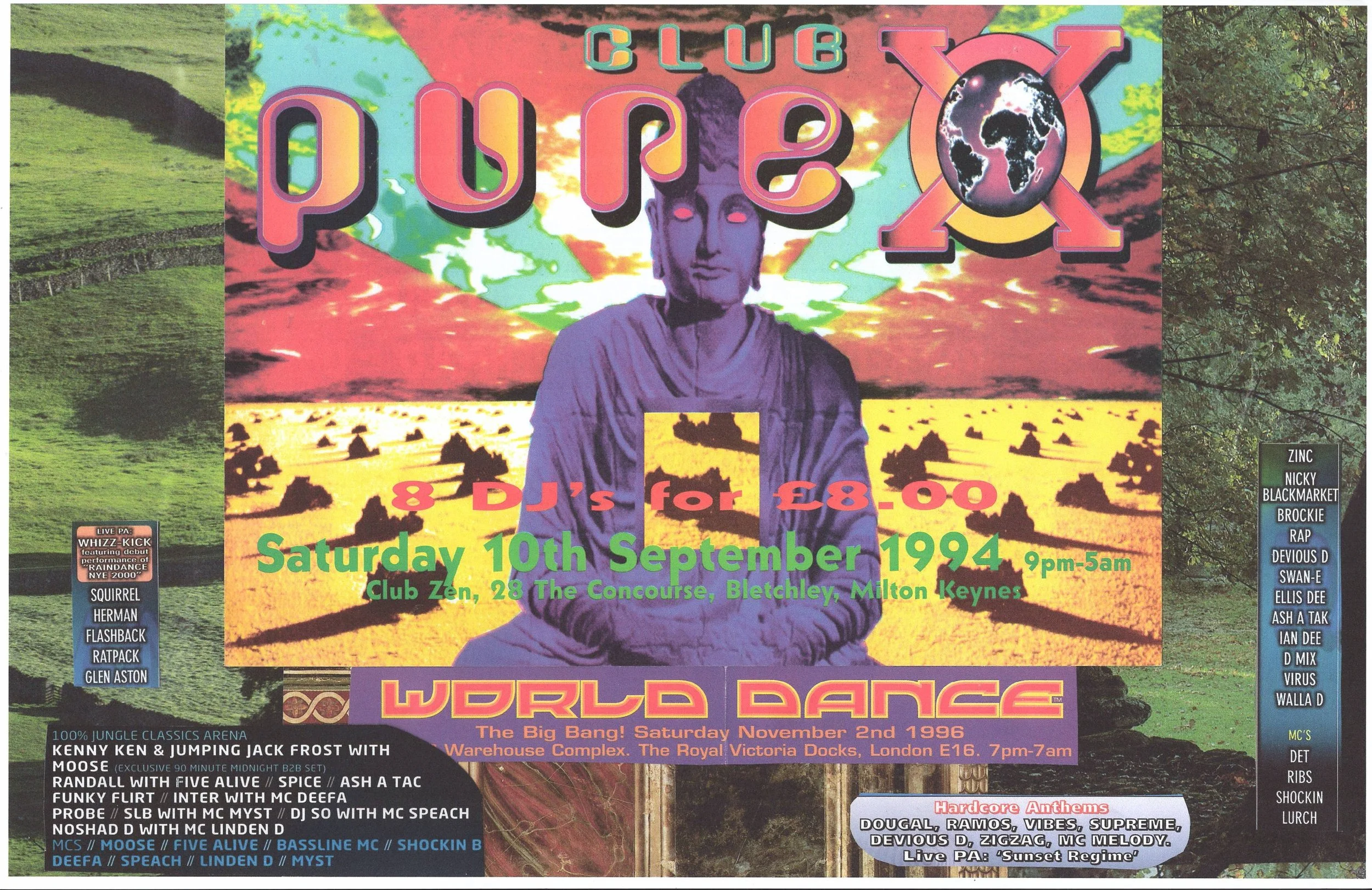 Pure X Rave ... Original rave dance poster collage art, large card paper reprint ...