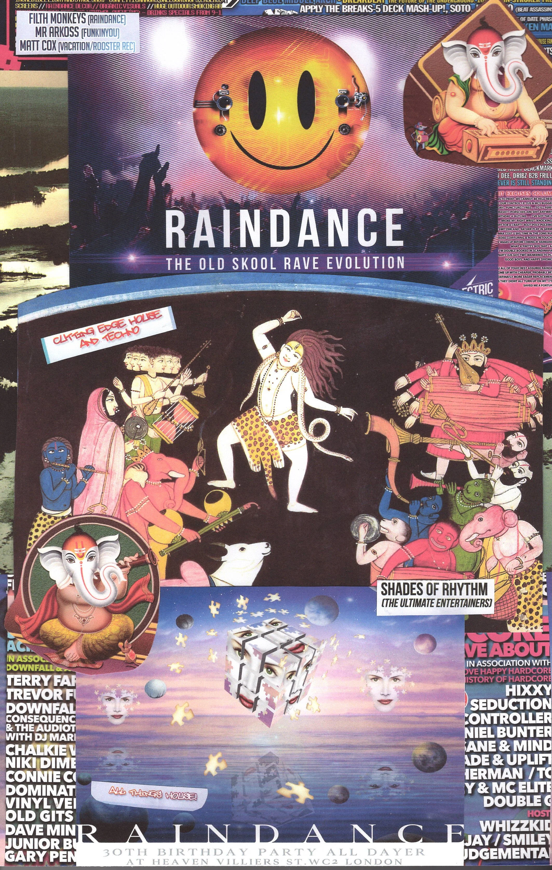 Shiva Rave #1 ... Original rave poster collage artwork, large card paper reprint ...