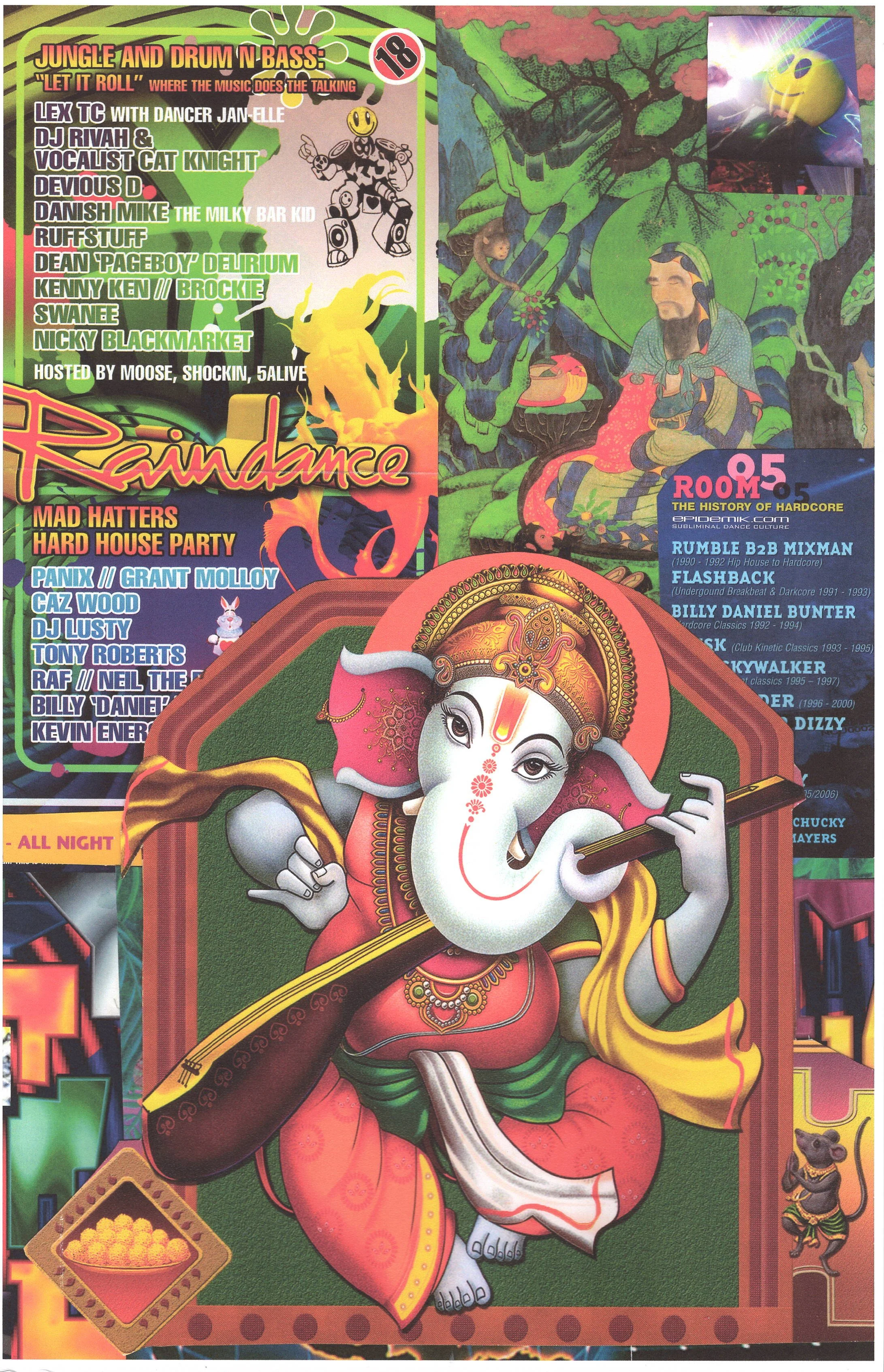 Raindance #3 ... Original rave collage poster art, large card paper reprint ...