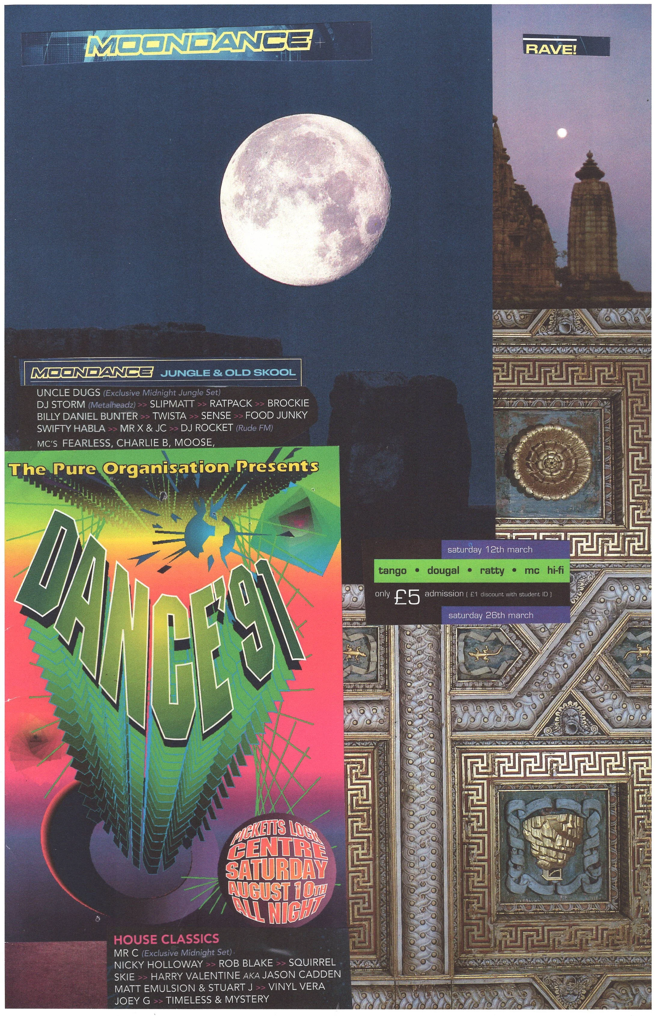 Moondance Rave #4 ... Original rave dance collage poster art ... large card paper reprint ...