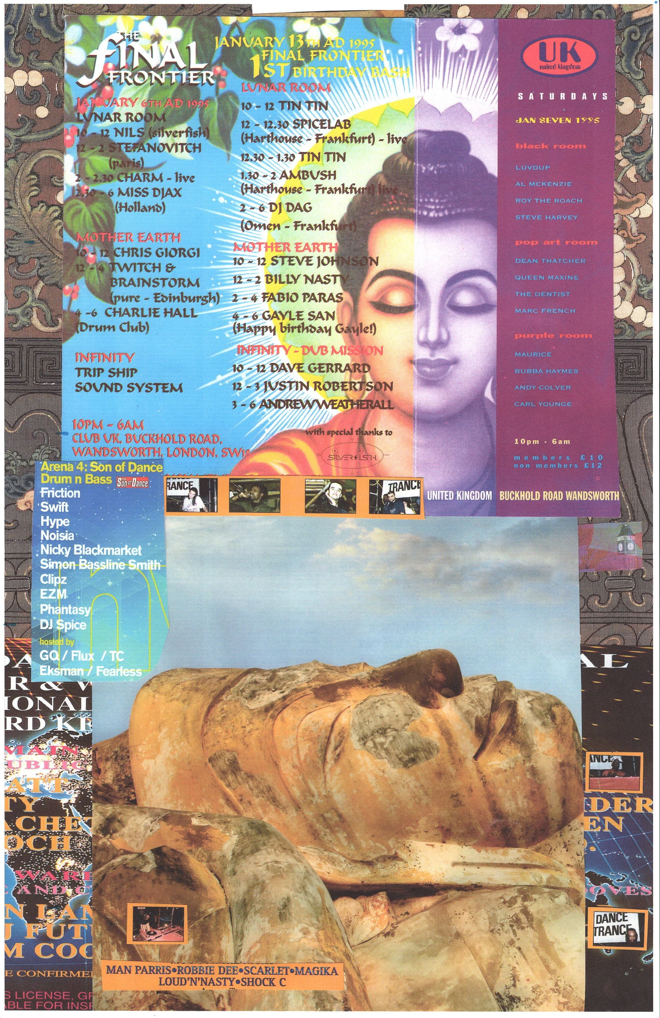 Buddha Rave #9 ... Original rave poster collage artwork, paper reprint ...