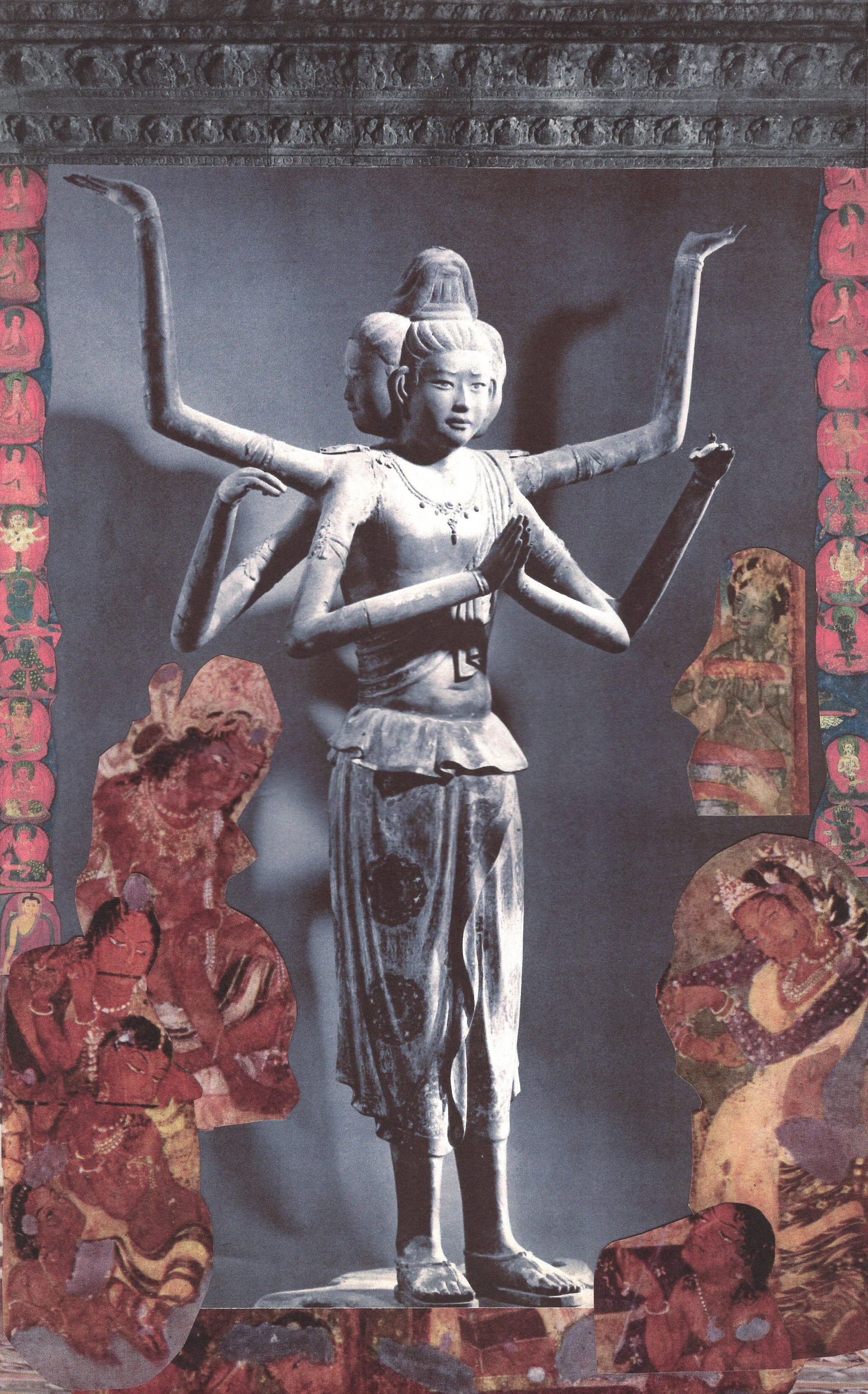 Buddha #6 ... Original collage artwork, large card paper reprint ...