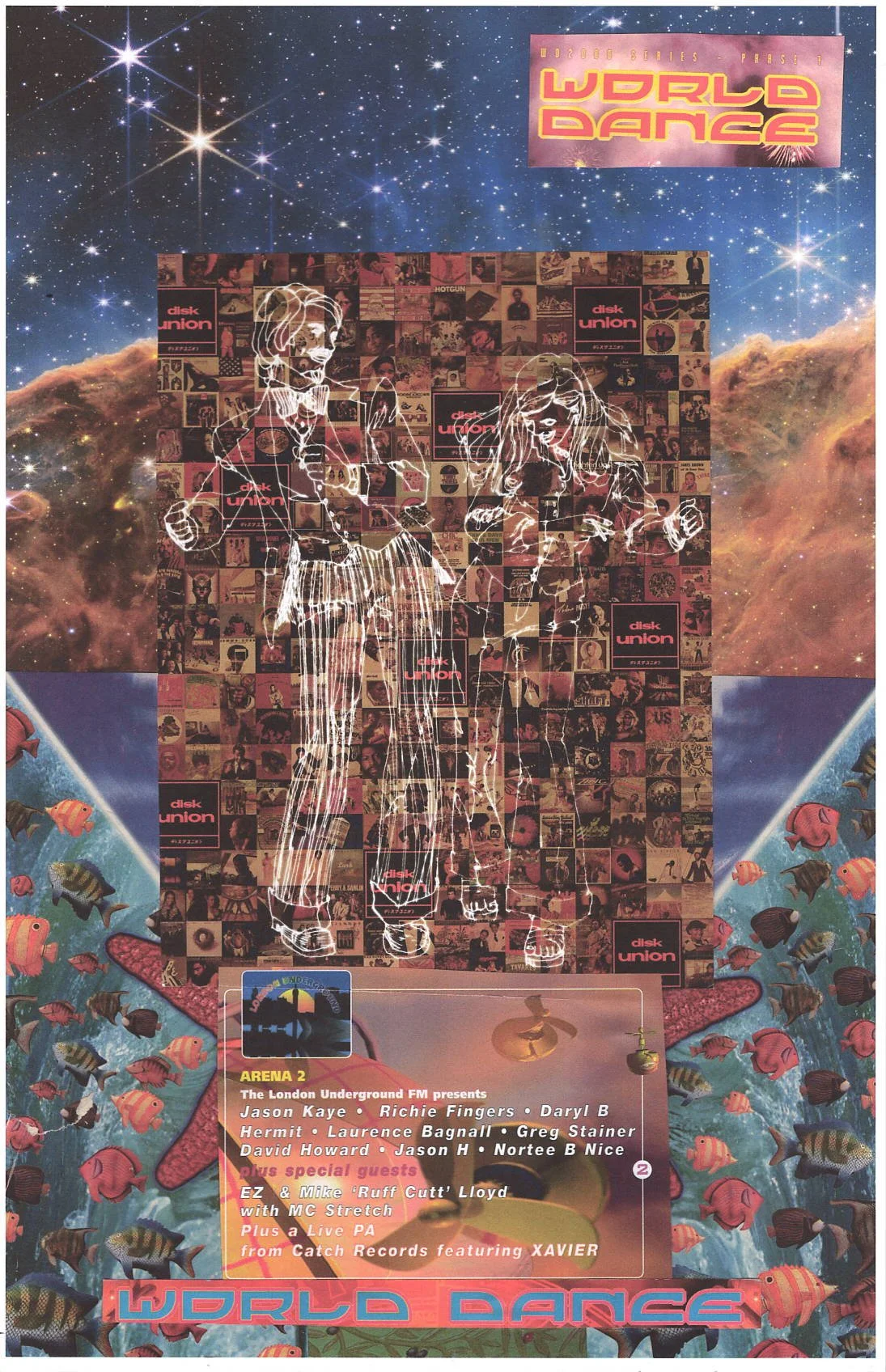 World Rave #9 ... Original rave dance music collage poster art, large card paper reprint ...