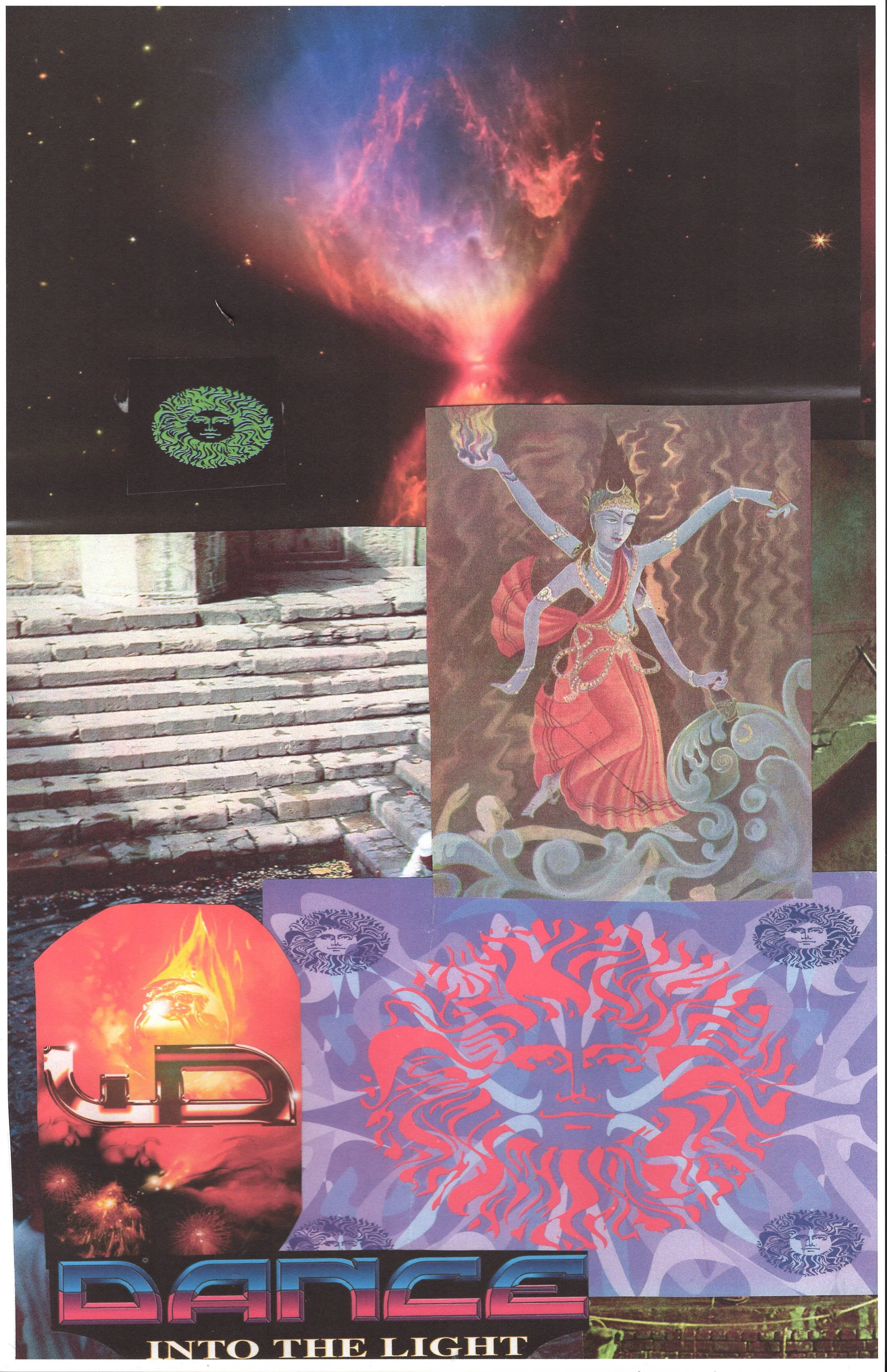 Siva dances ... Original rave dance music collage poster art, large card paper reprint ...