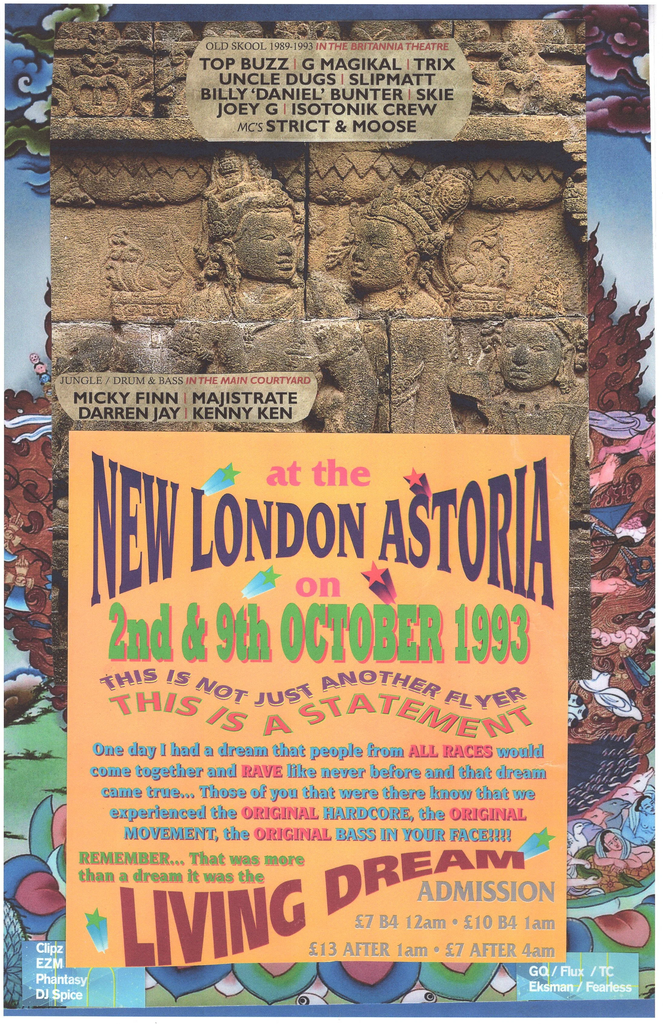 Astoria Rave ... Original rave dance poster collage artwork, large card paper reprint ...