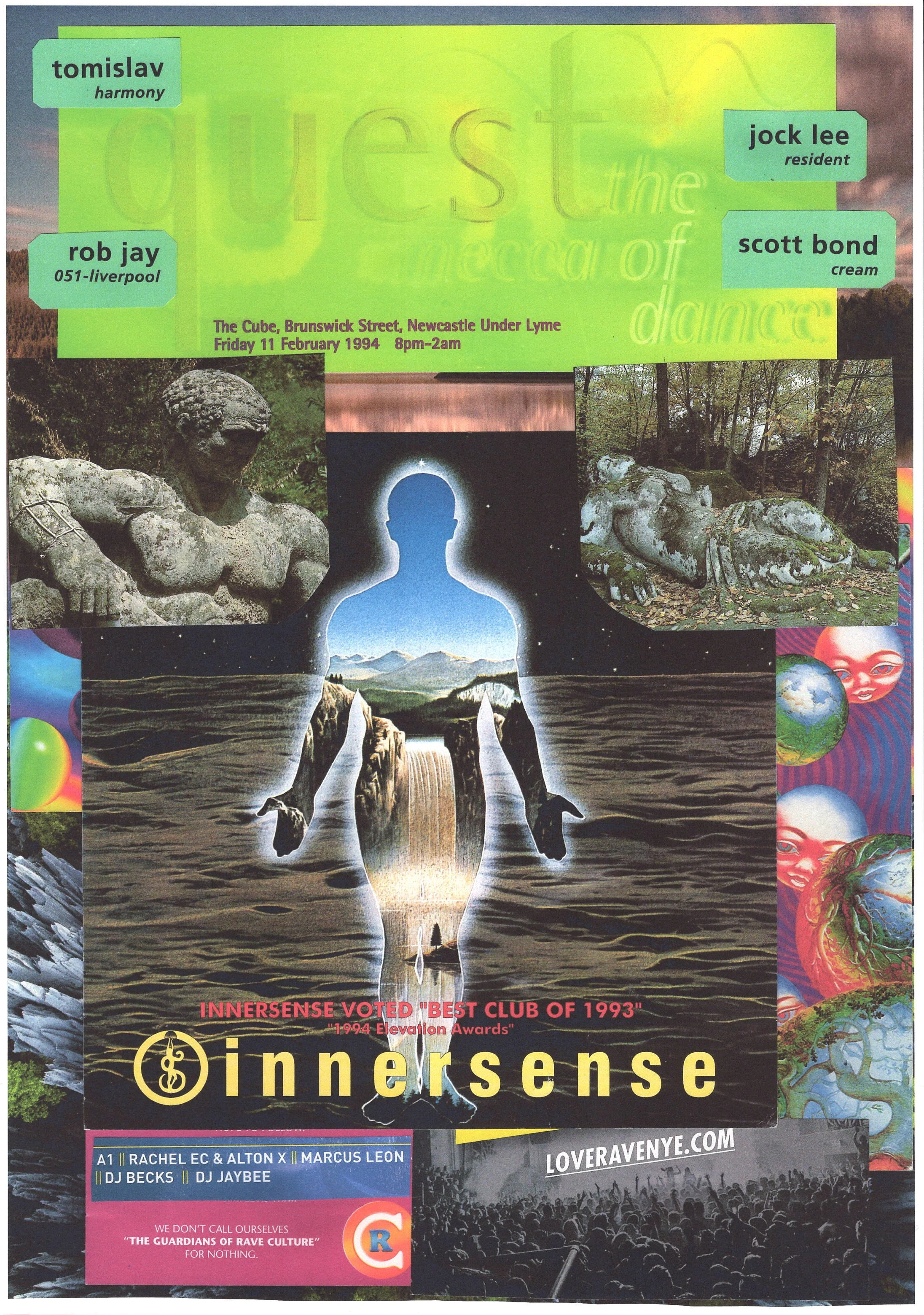 Innersense Rave #2 ... Original rave dance collage poster artwork ... large card paper reprint ...
