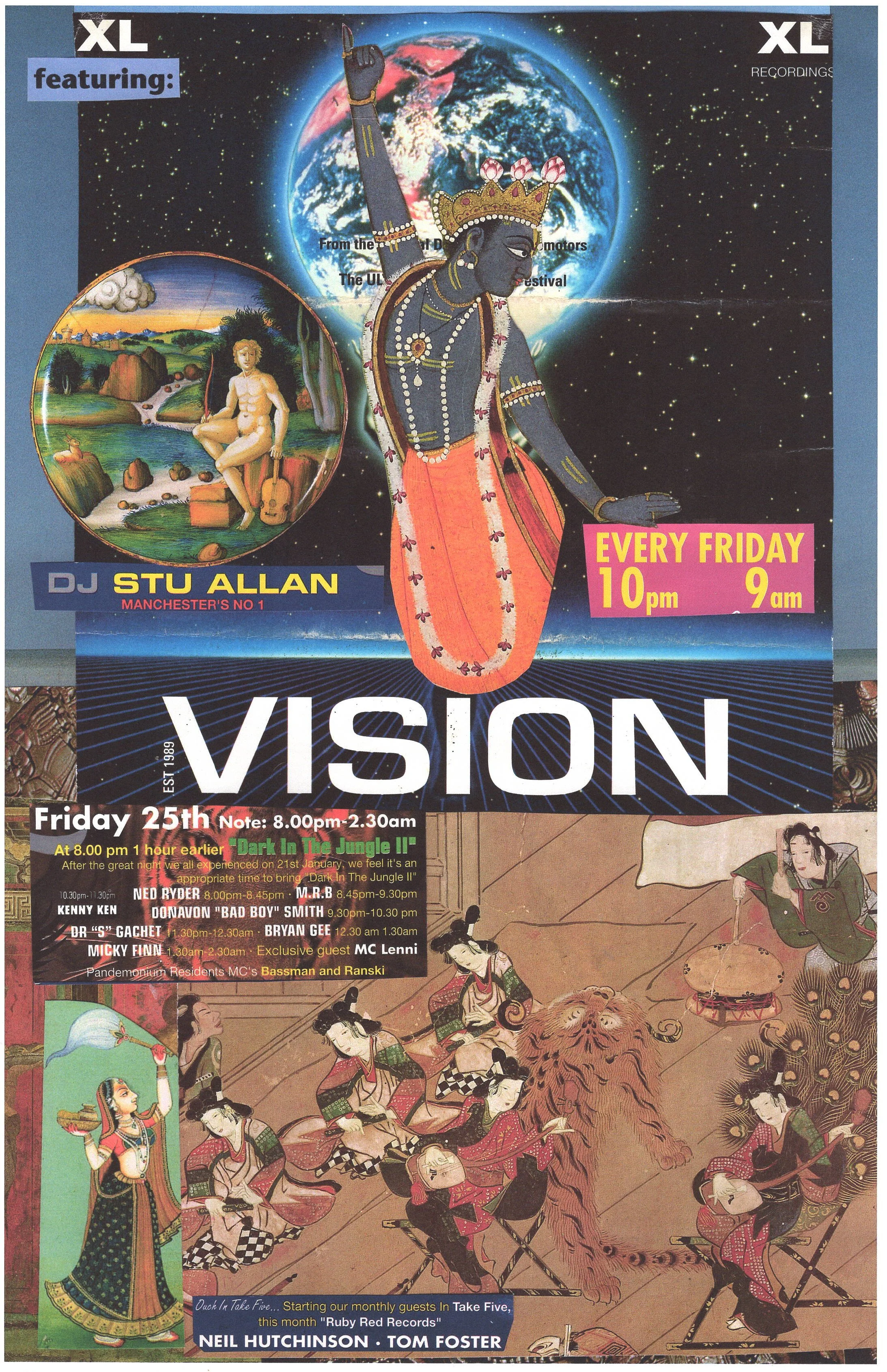 Vision Rave ... Original rave collage artwork, large card paper reprint ..