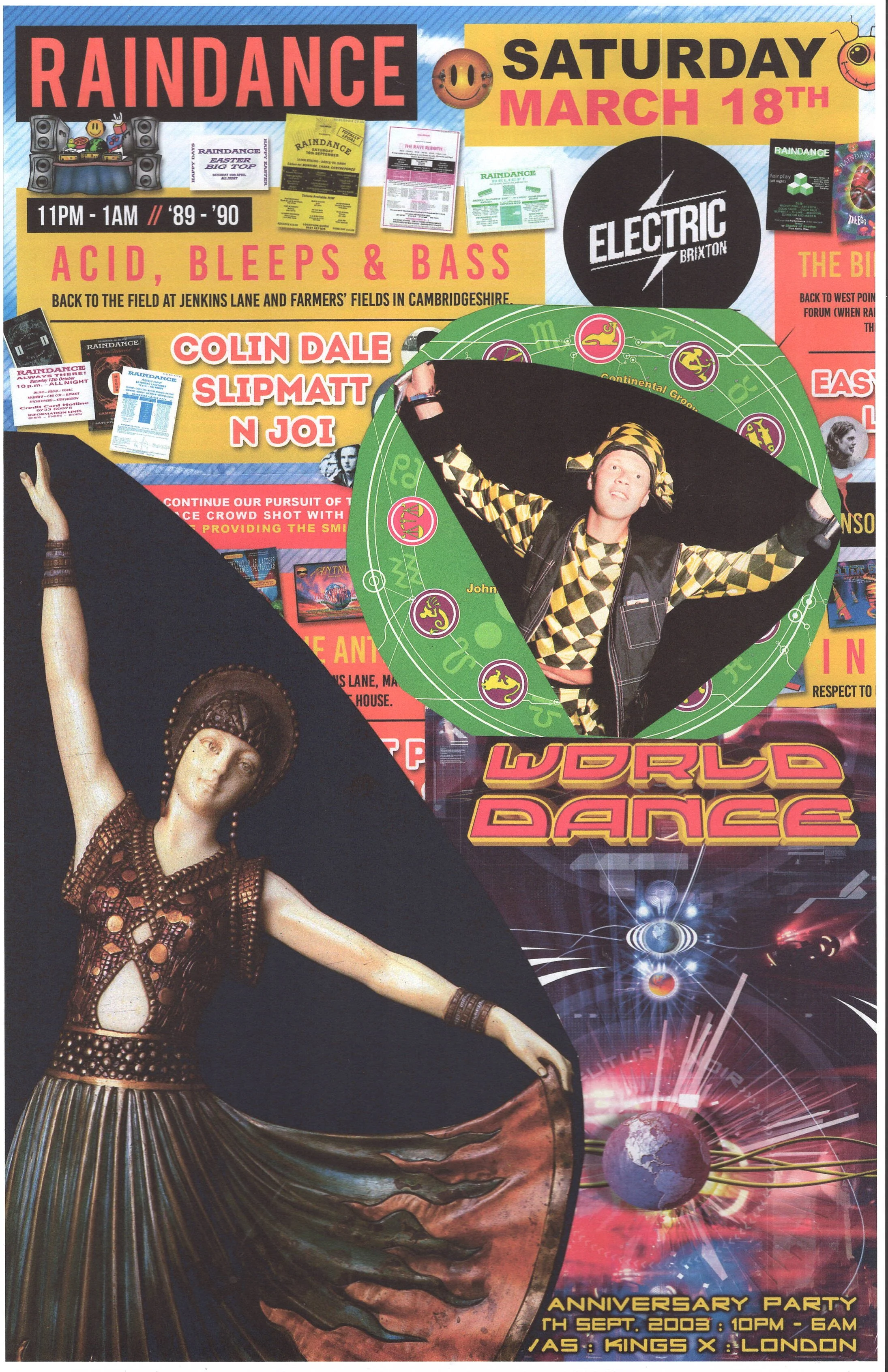 Raindance #2 ... Original rave music collage poster artwork, large card paper reprint ...