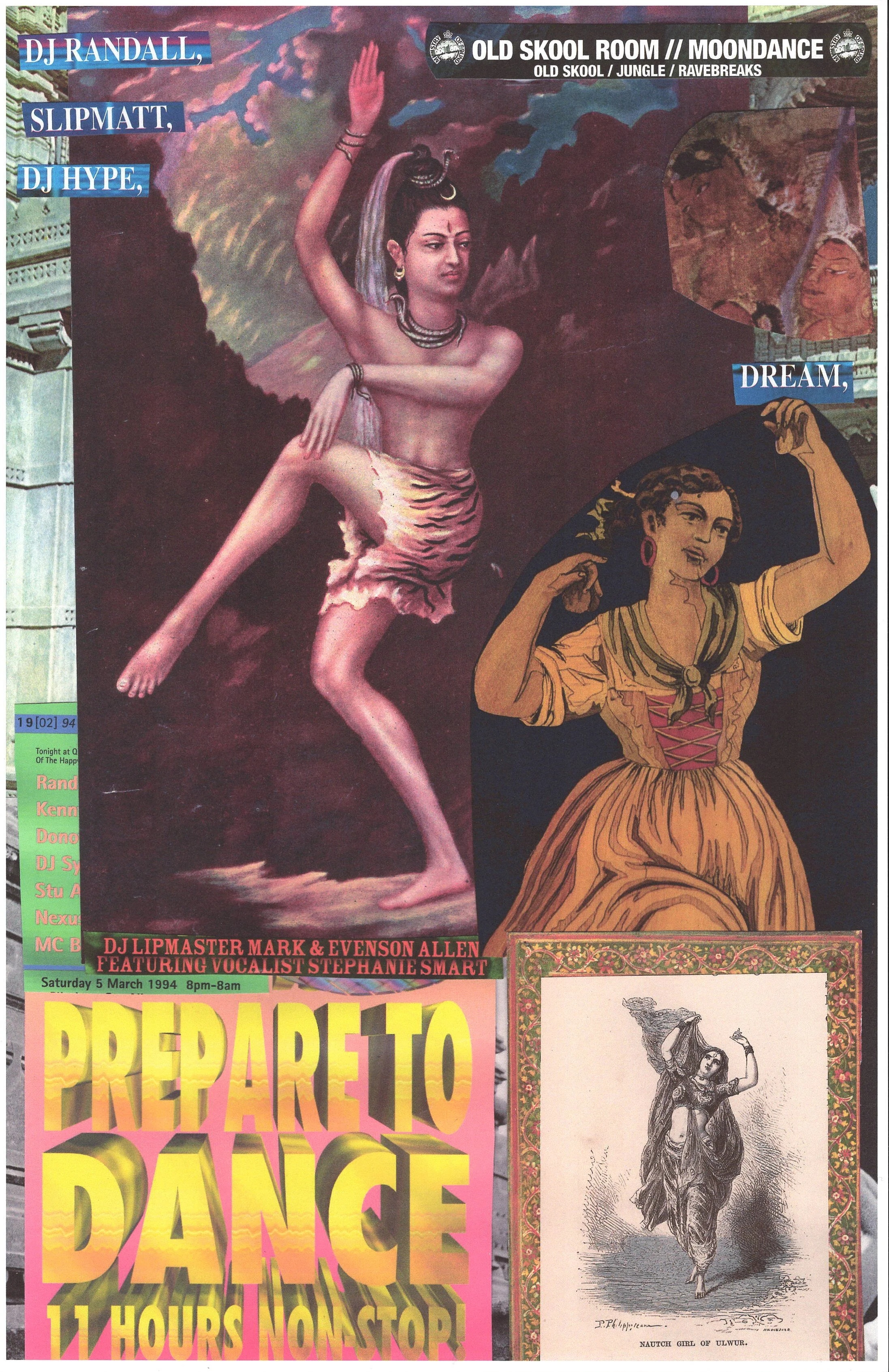 Dancer Rave #2 ... Original rave poster collage artwork, large card paper reprint ...