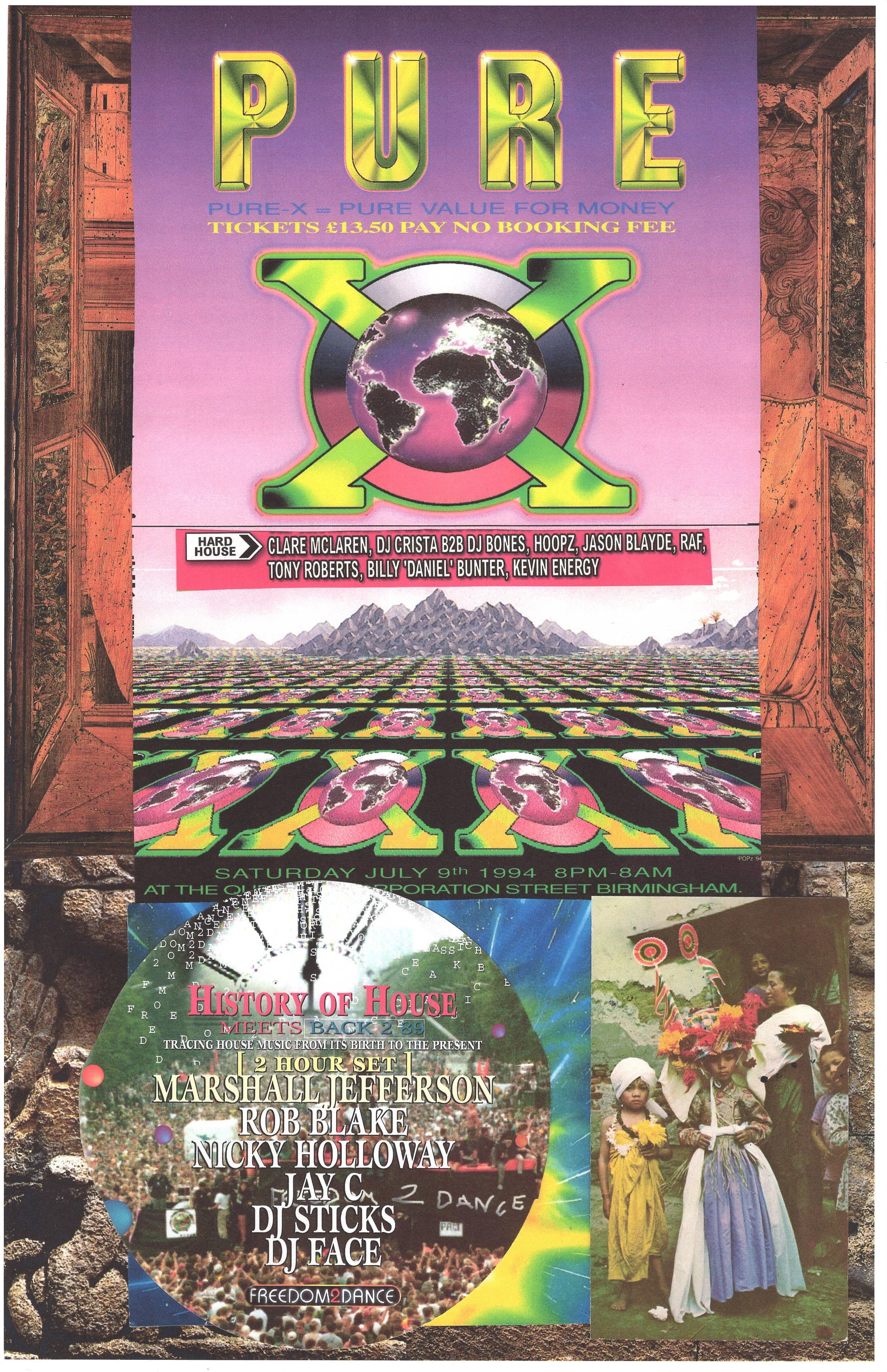 Pure Rave ... Original rave collage artwork, large card paper reprint ...