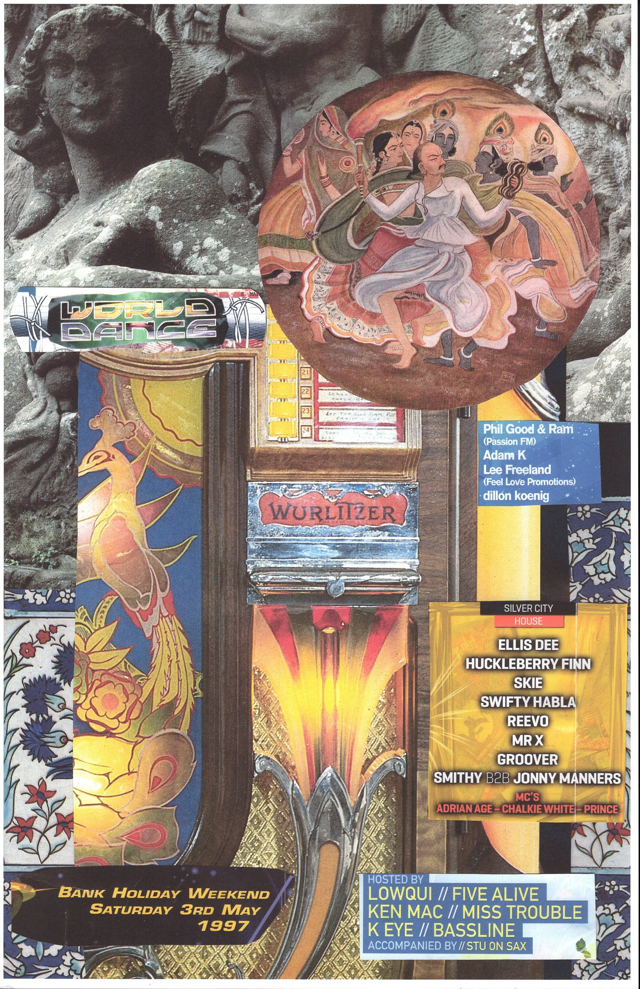 Wurl Rave ... Original rave art collage, large card paper reprint ...