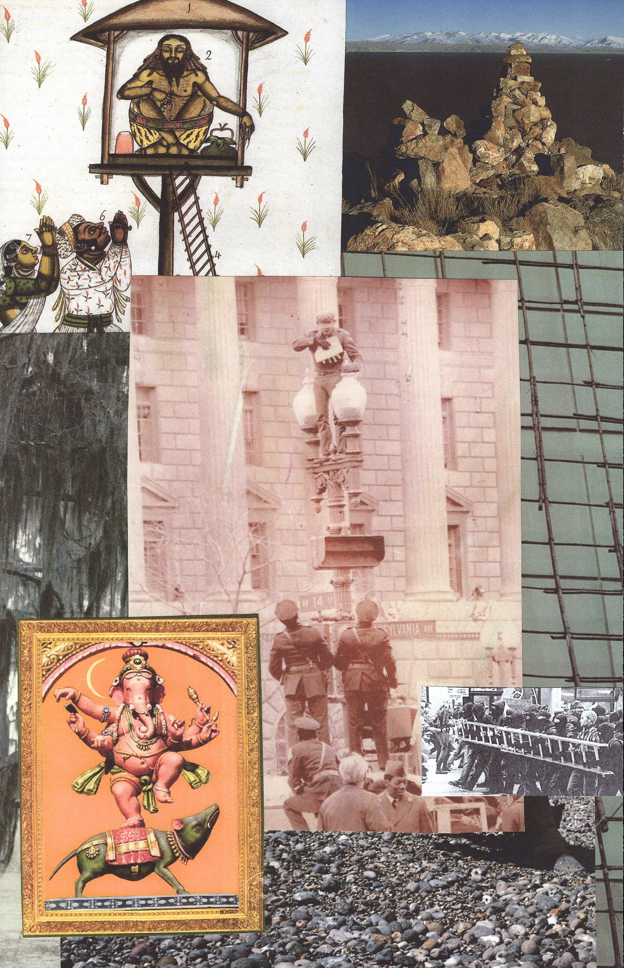 Holy Man Protest ... Original collage artwork, large card paper reprint ...