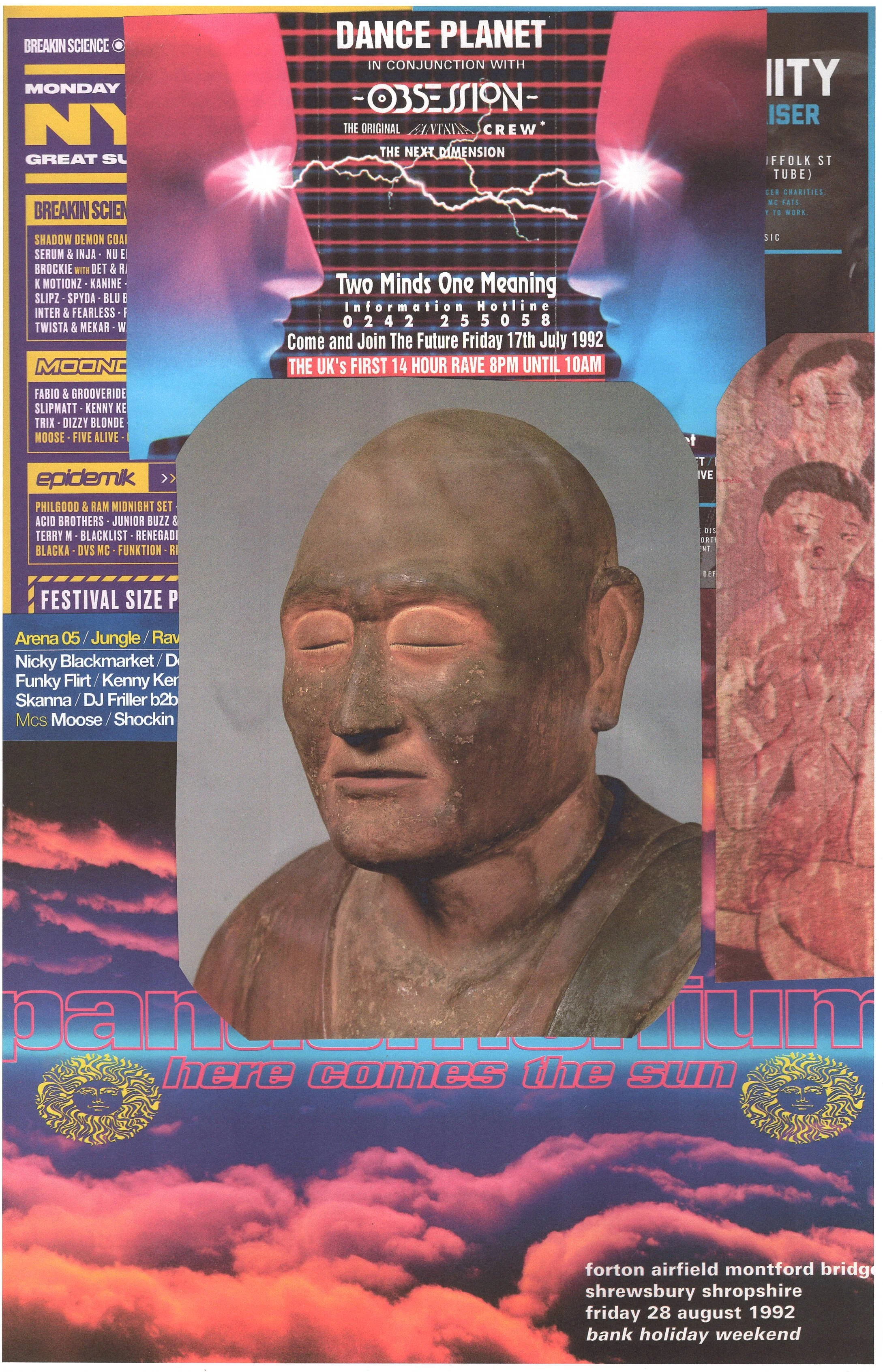 Buddha Rave #12 ... Original rave dance music poster collage art, large card paper reprint ...