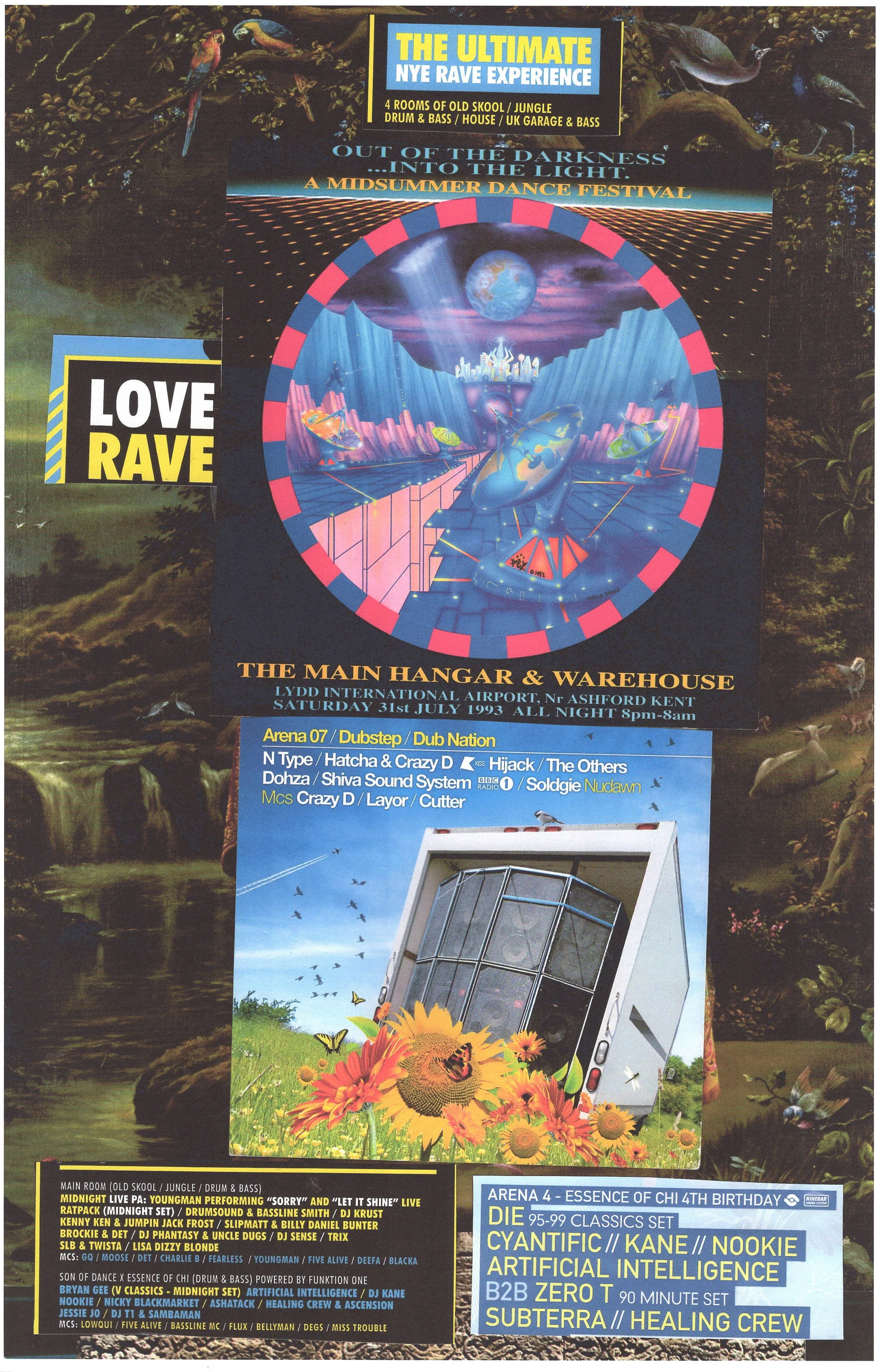 Love Rave ... Original rave art poster collage, large card paper reprint