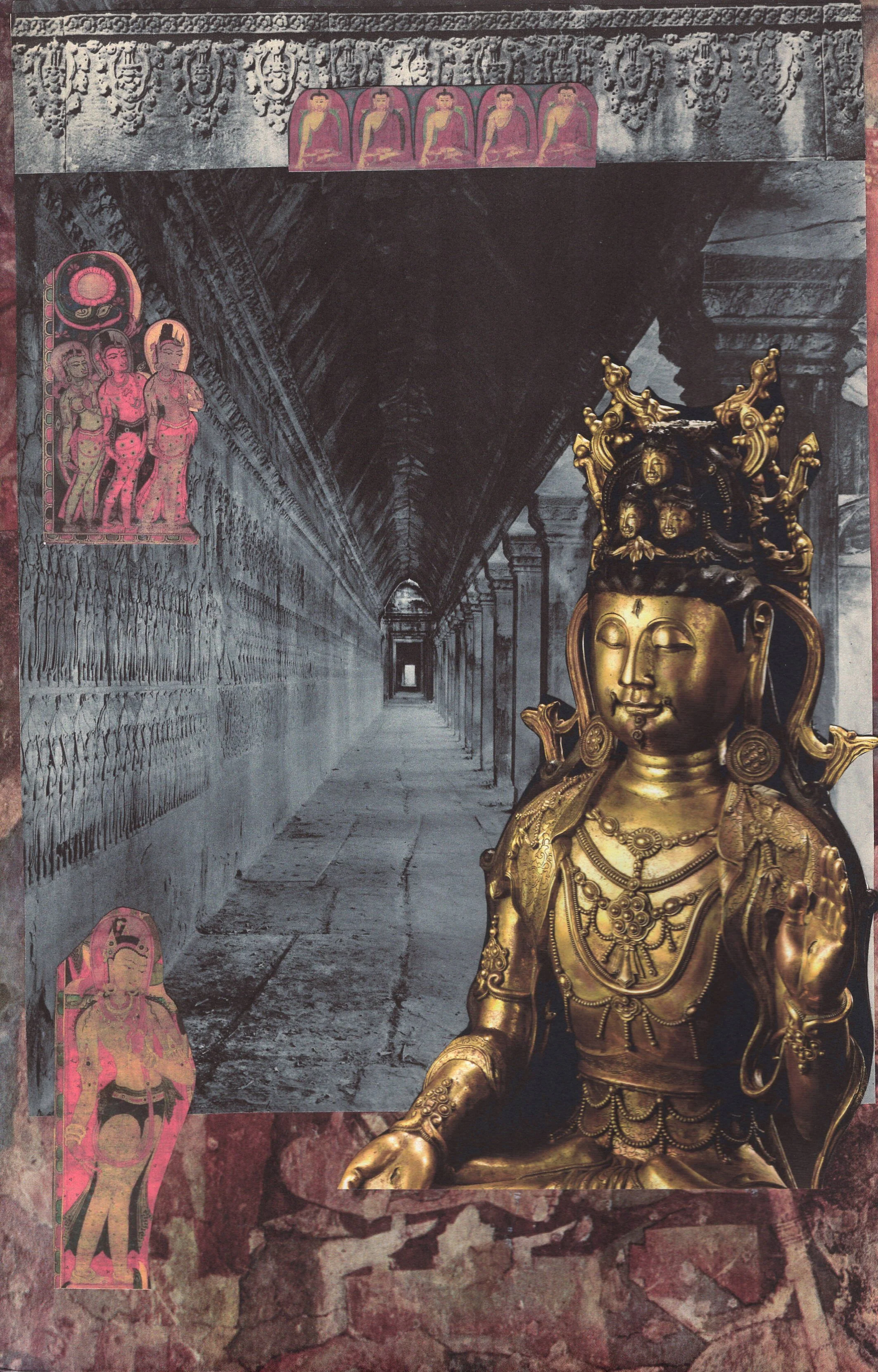 Buddha #7 ... Original collage artwork, paper reprint ...