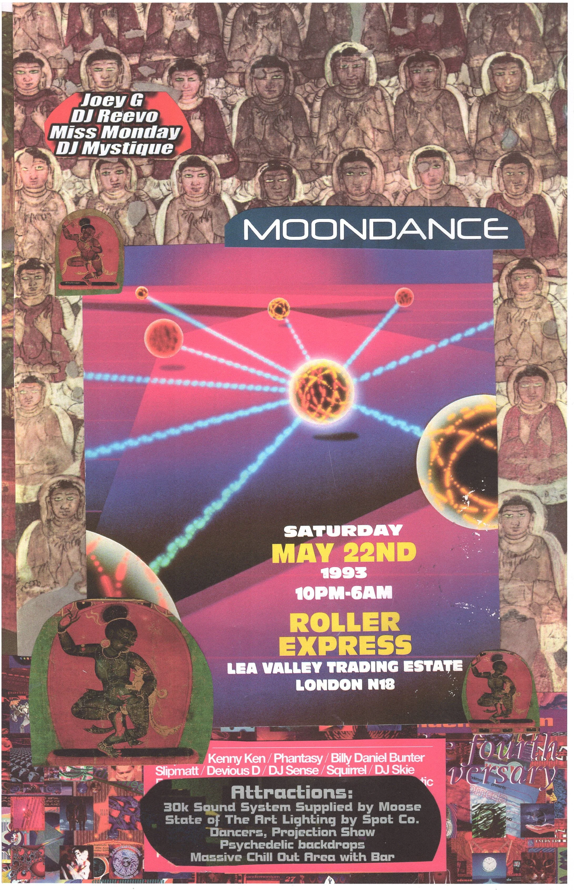 Moondance Rave ... Original rave dance music collage art, large card paper reprint ...