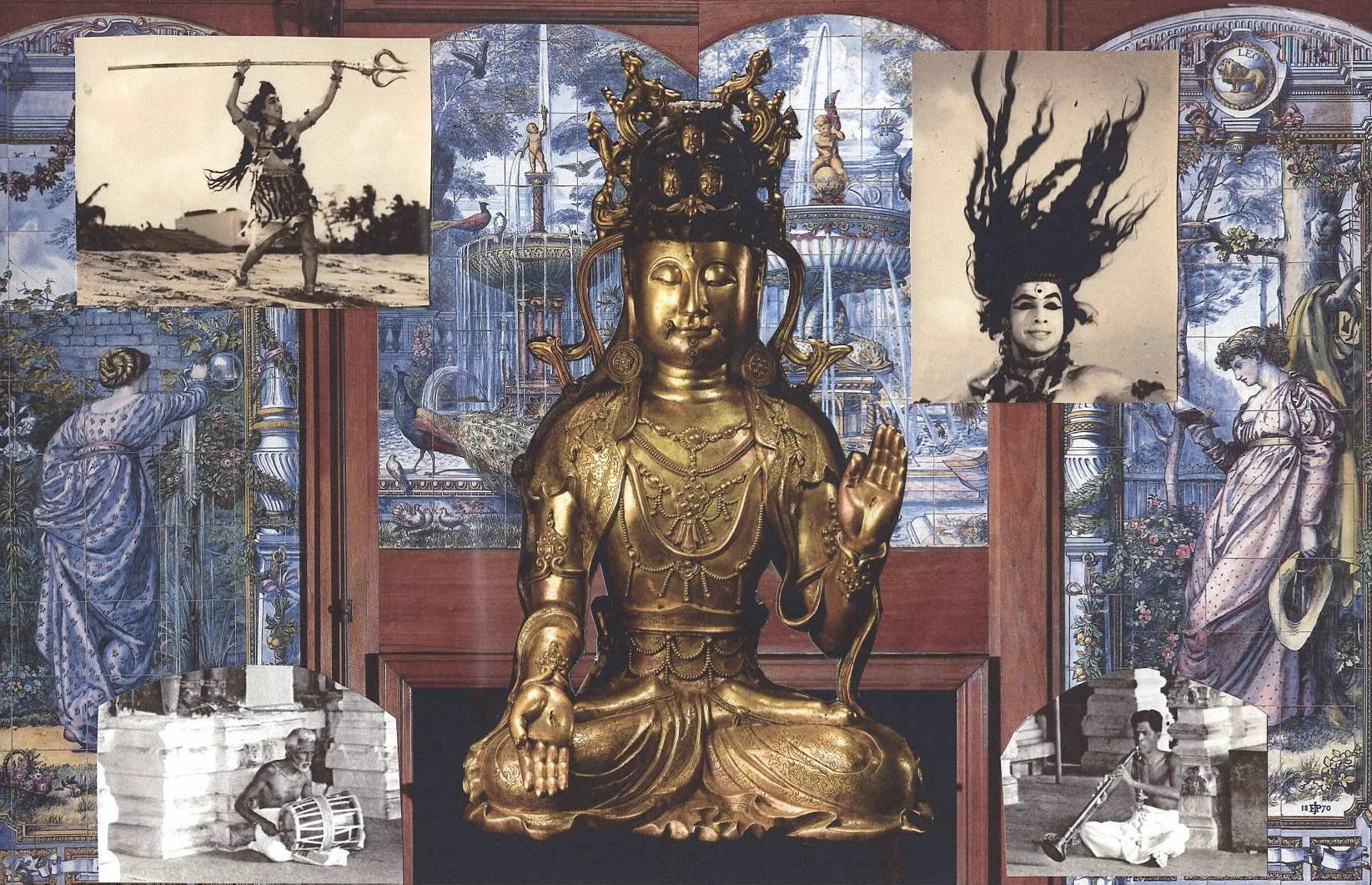 Buddha Shiva ... Original collage artwork, large card paper reprint ...