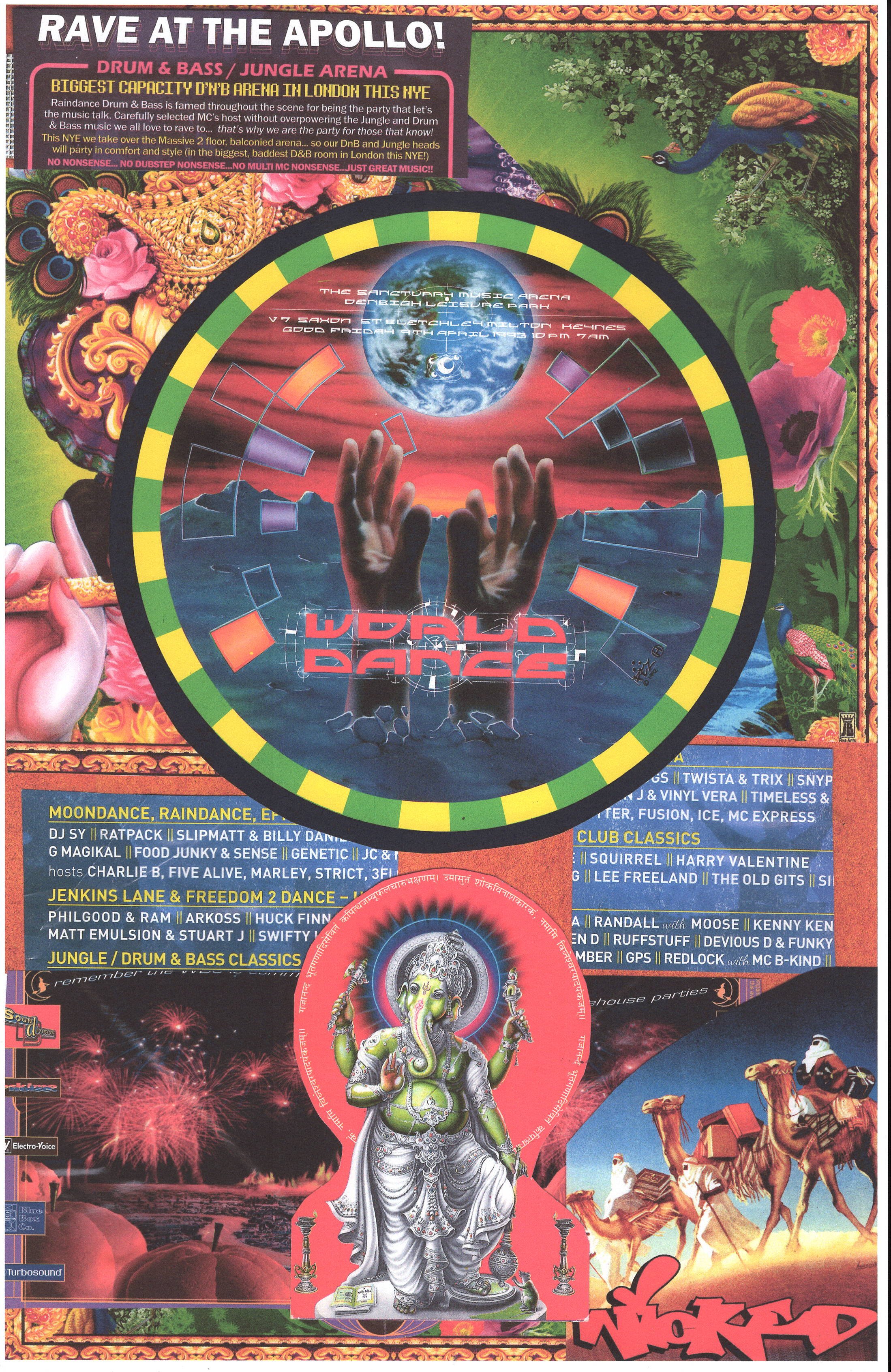 World Rave #7 ... Original rave art poster collage, large card paper reprint ...