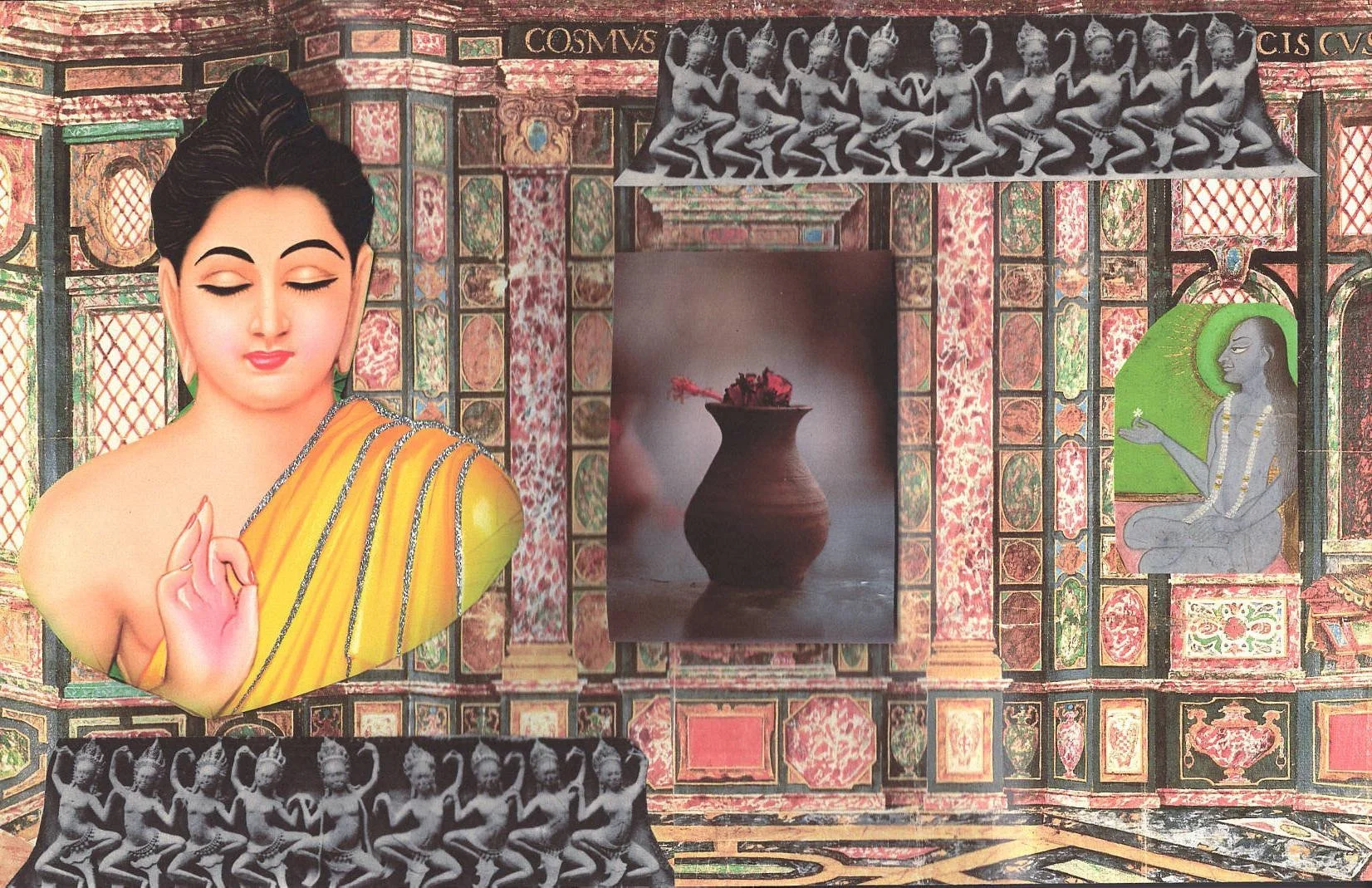 Buddha #9 ... Original collage artwork, large card paper reprint ...