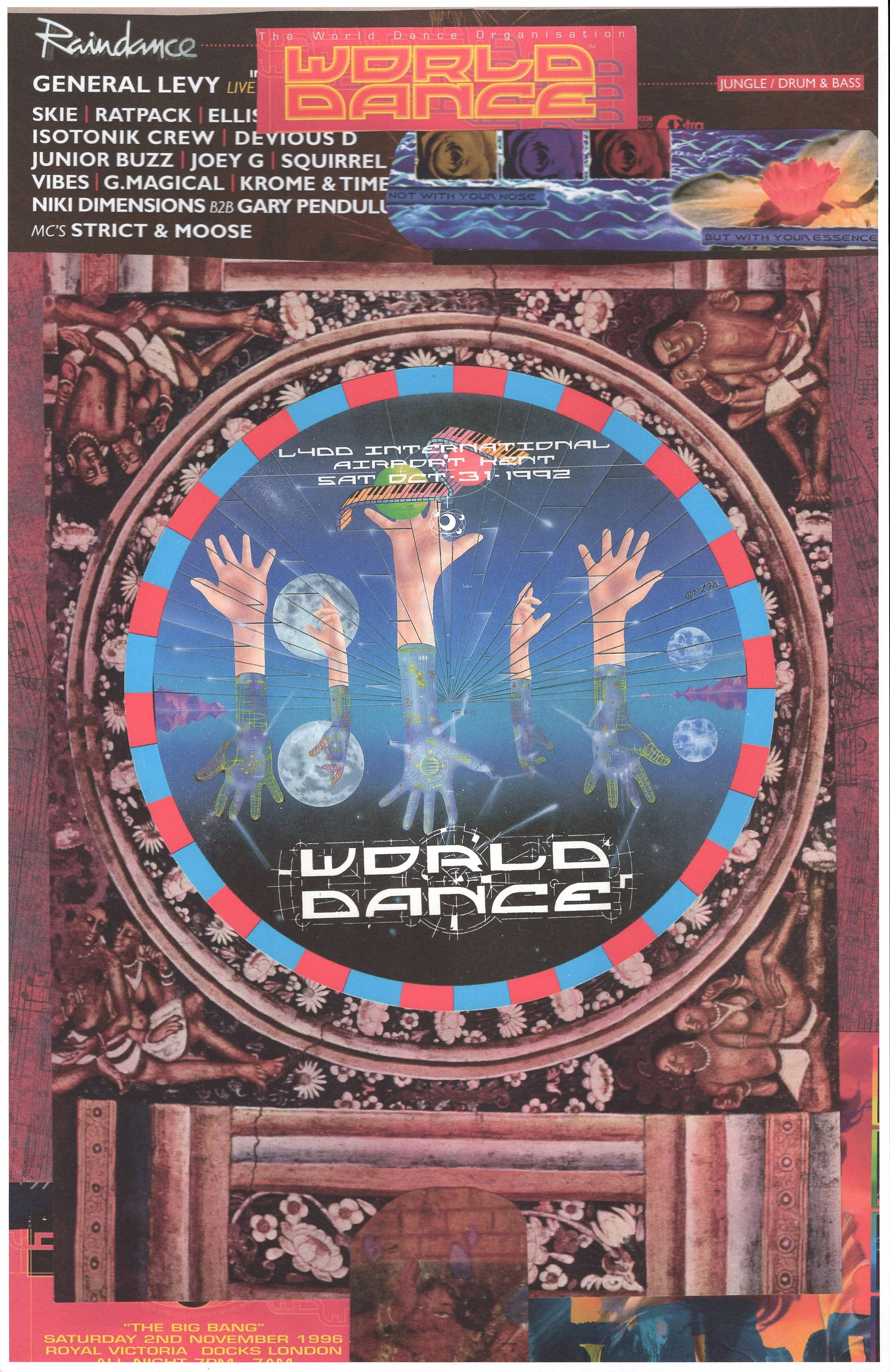 World Rave #2 ... Original rave poster collage artwork, paper reprint ...